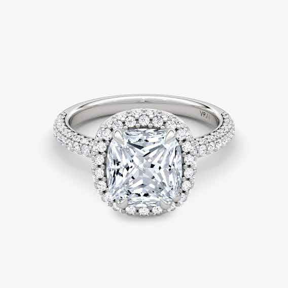 Cushion Princess Halo Dome Ring