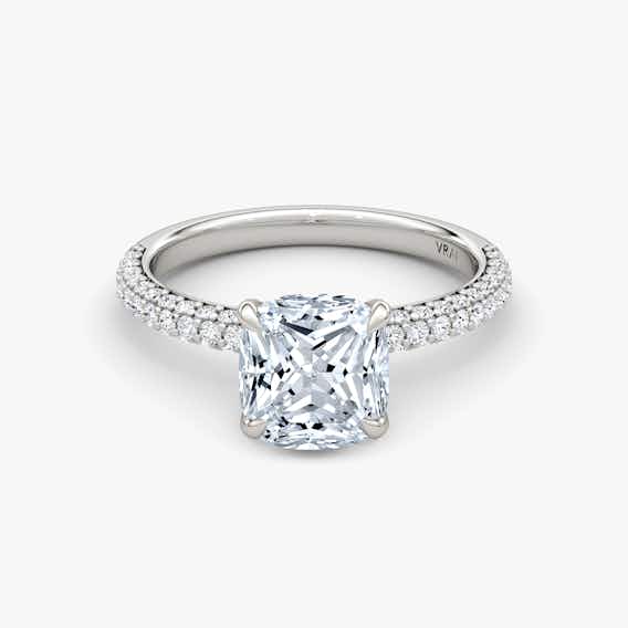 Pave Dome Cushion Princess Ring