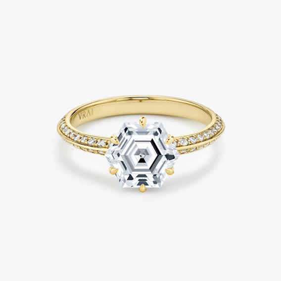 Knife Edge Hexagon Engagement Ring