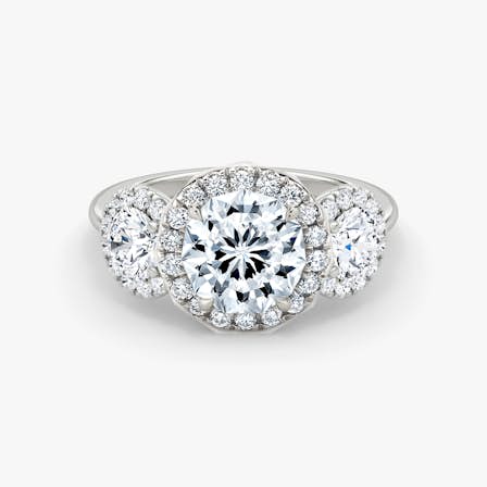 Three Stone Halo Harmonia Ring