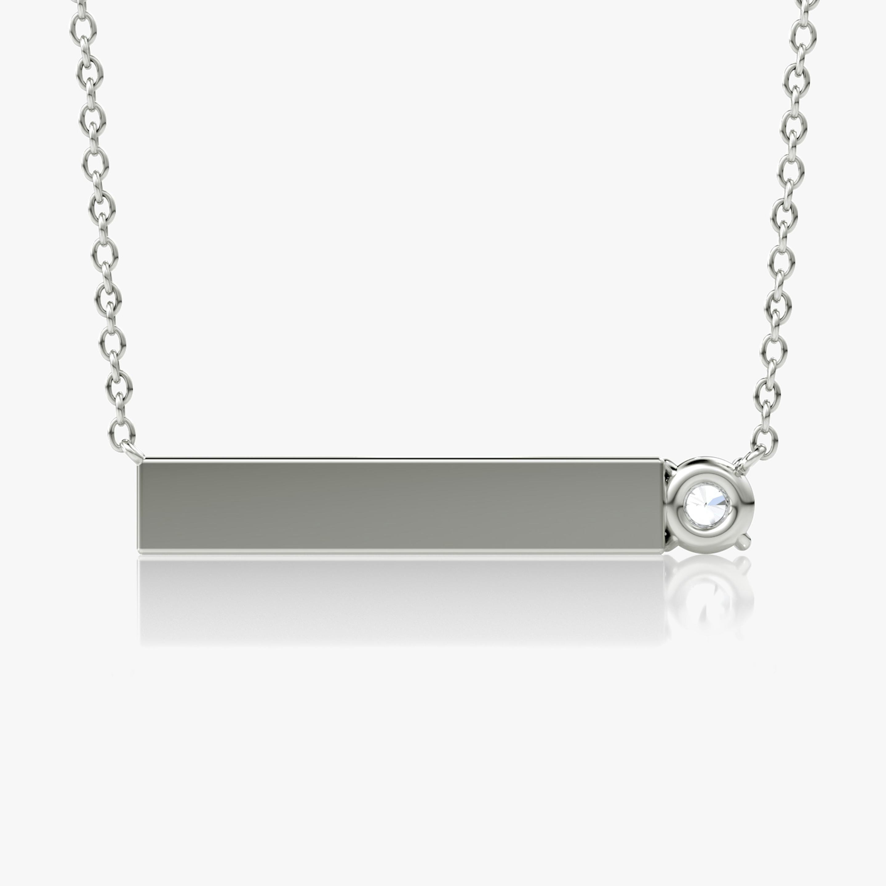 Solitaire Bar Necklace | Round Brilliant | Sterling Silver | Chain length: 16-18