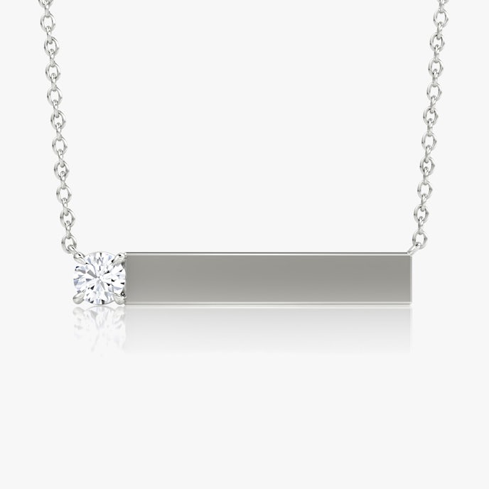 Solitaire Bar NecklaceRound Brilliant | Sterling Silver