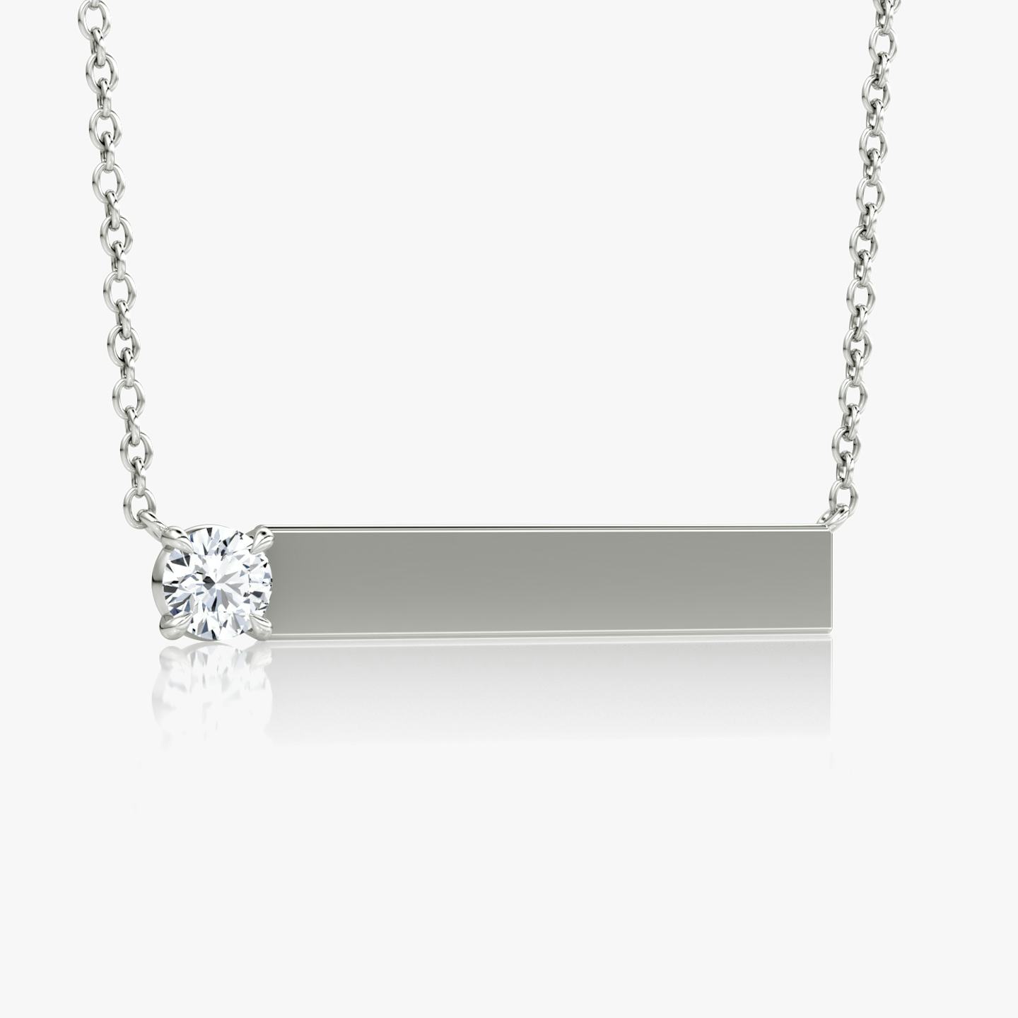 Solitaire Bar Necklace | Round Brilliant | Sterling Silver | Chain length: 16-18
