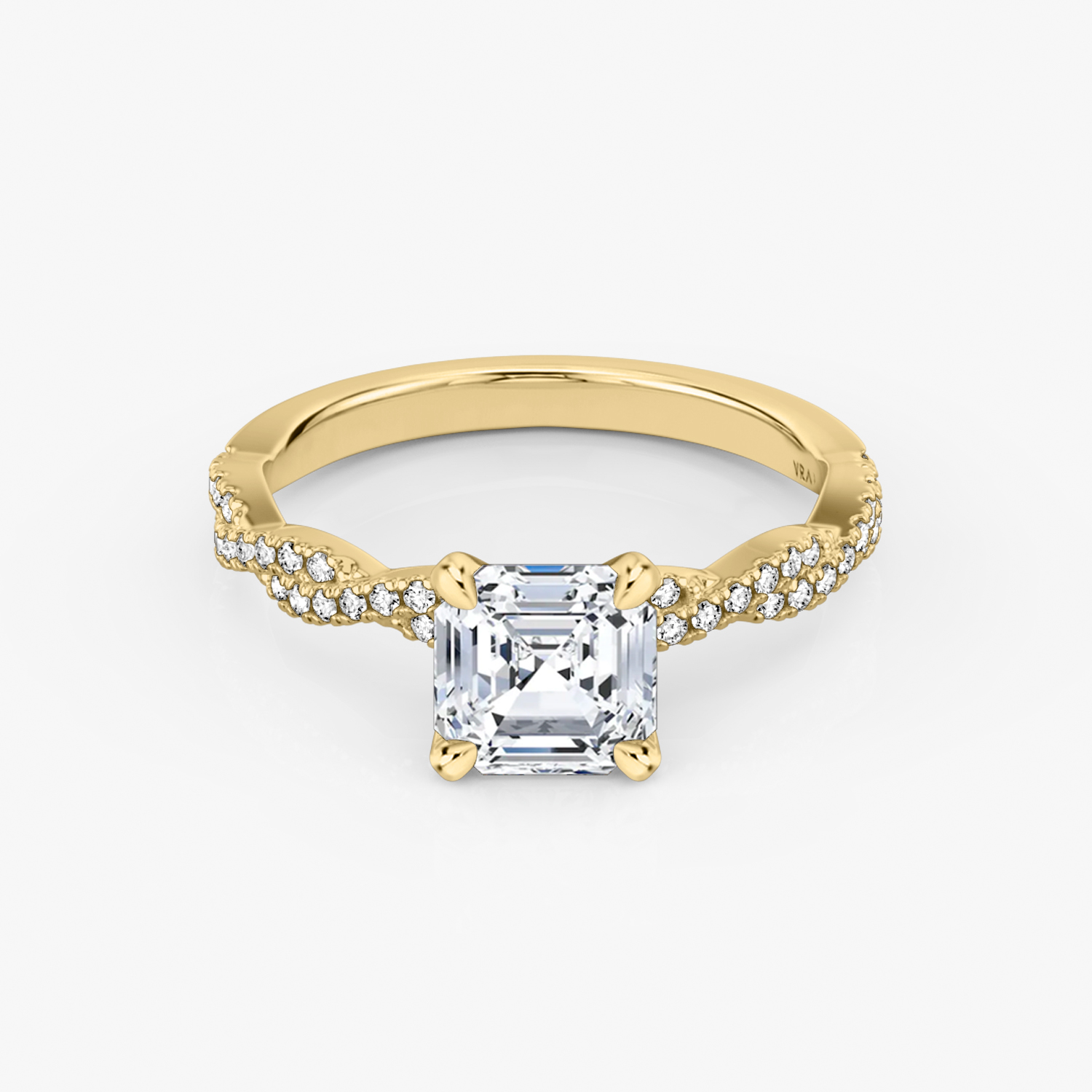 Twisted Classic Asscher Engagement Ring | 18k Yellow Gold
