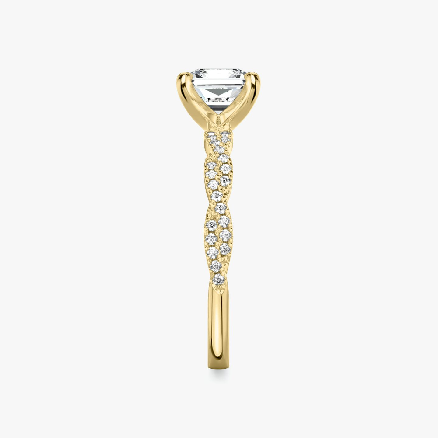 The Twisted Classic | Asscher | 18k | 18k Yellow Gold | Band: Double pavé | Diamond orientation: vertical | Carat weight: See full inventory