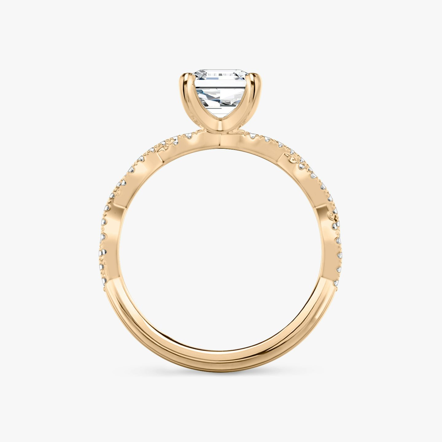 The Twisted Classic | Asscher | 14k | 14k Rose Gold | Band: Double pavé | Diamond orientation: vertical | Carat weight: See full inventory