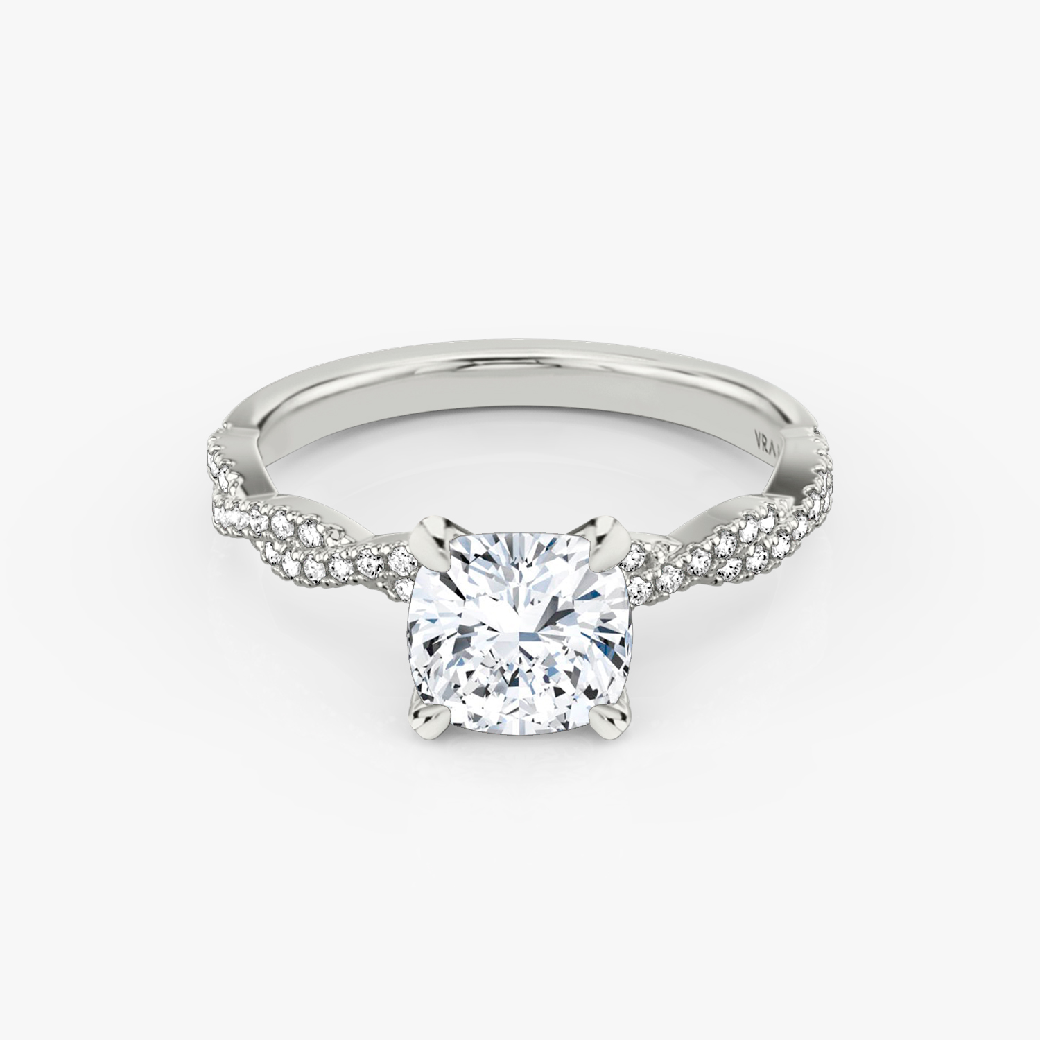 Twisted Classic Cushion Engagement Ring | 18k White Gold