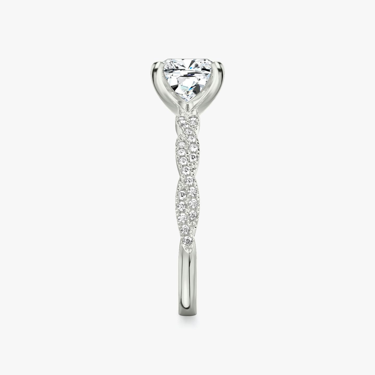 The Twisted Classic | Pavé Cushion | 18k | 18k White Gold | Band: Double pavé | Diamond orientation: vertical | Carat weight: See full inventory