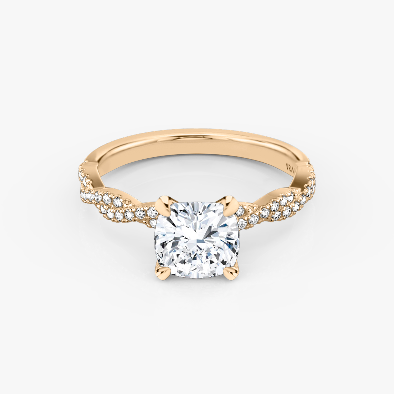Twisted Classic Cushion Engagement Ring | 14k Rose Gold