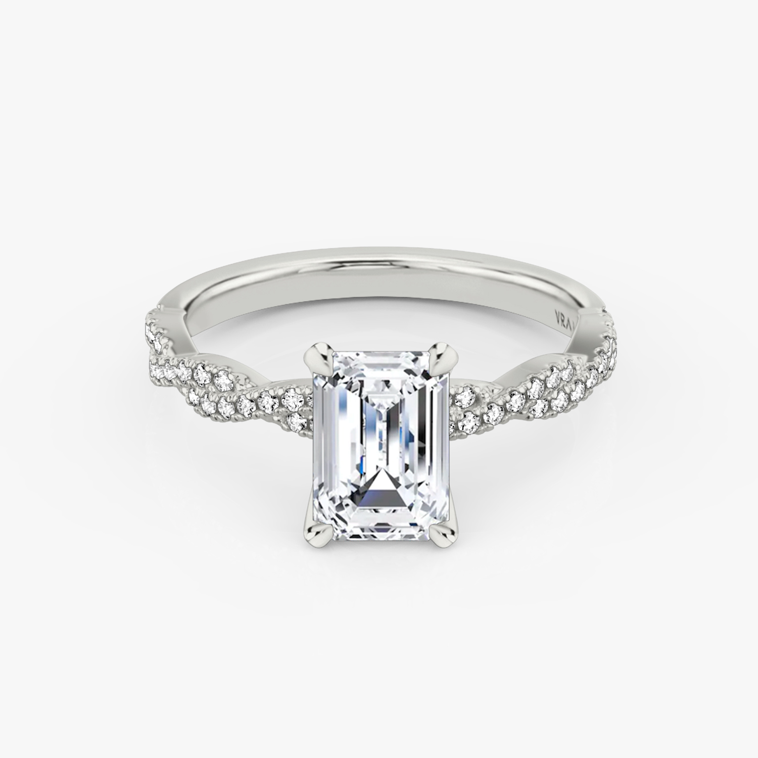 Twisted Classic Emerald Engagement Ring | Platinum