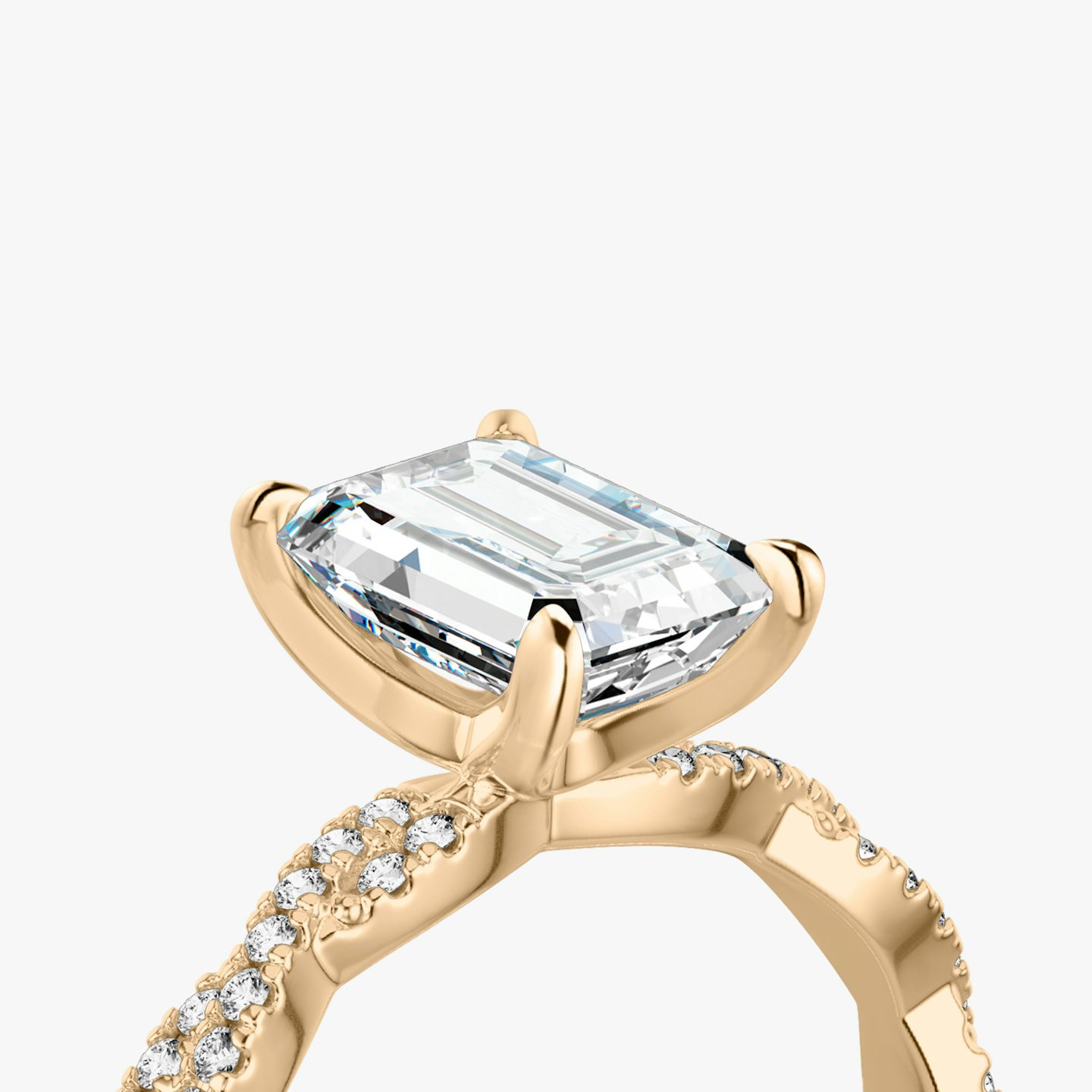 Twisted Classic | Emerald | 14k | 14k Roségold | Ring: Mit doppeltem Pavé-Besatz | Diamantausrichtung: vertical | Karatgewicht: Gesamtbestand ansehen