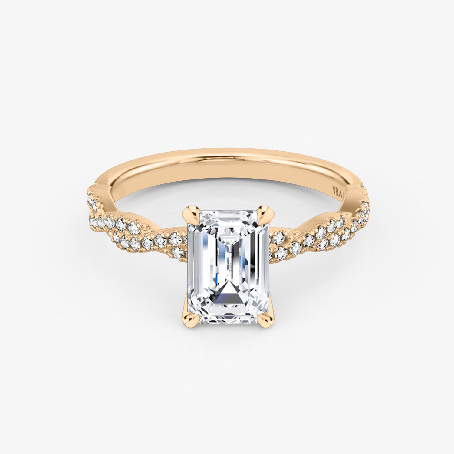 Twisted Classic Emerald Engagement Ring | 14k Rose Gold