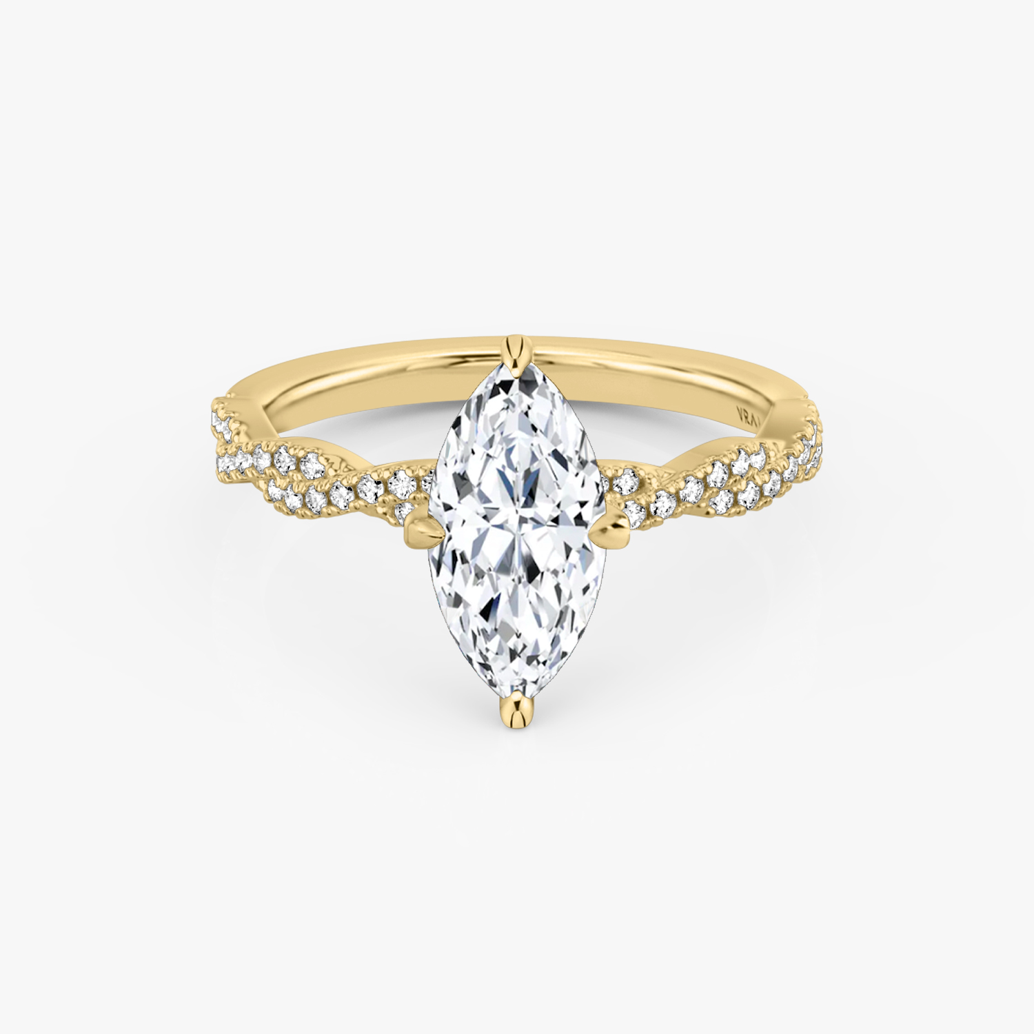 Twisted Classic Marquise Engagement Ring | 18k Yellow Gold