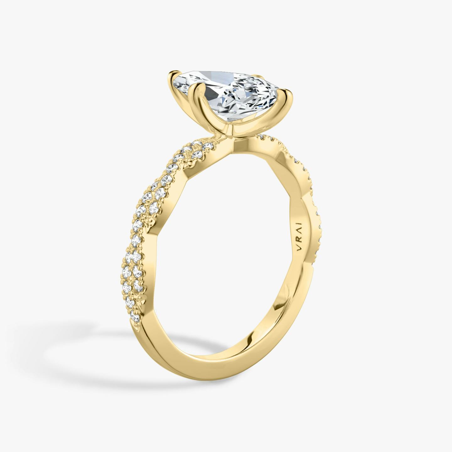 The Twisted Classic | Pavé Marquise | 18k | 18k Yellow Gold | Band: Double pavé | Diamond orientation: vertical | Carat weight: See full inventory