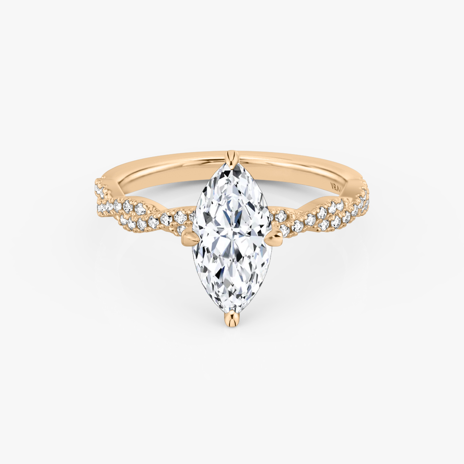 Twisted Classic Marquise Engagement Ring | 14k Rose Gold