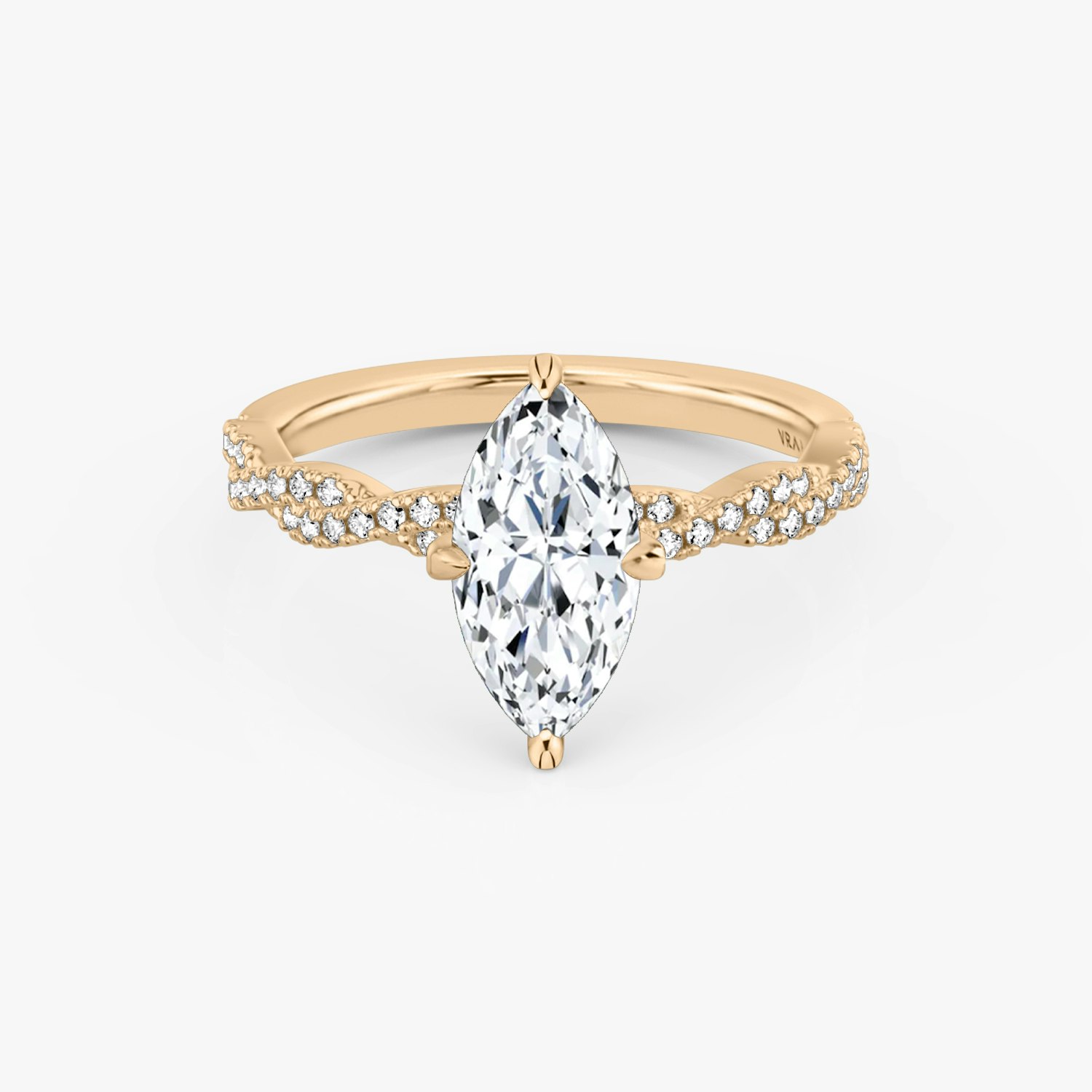 Twisted Classic Marquise Engagement Ring | 14k Rose Gold