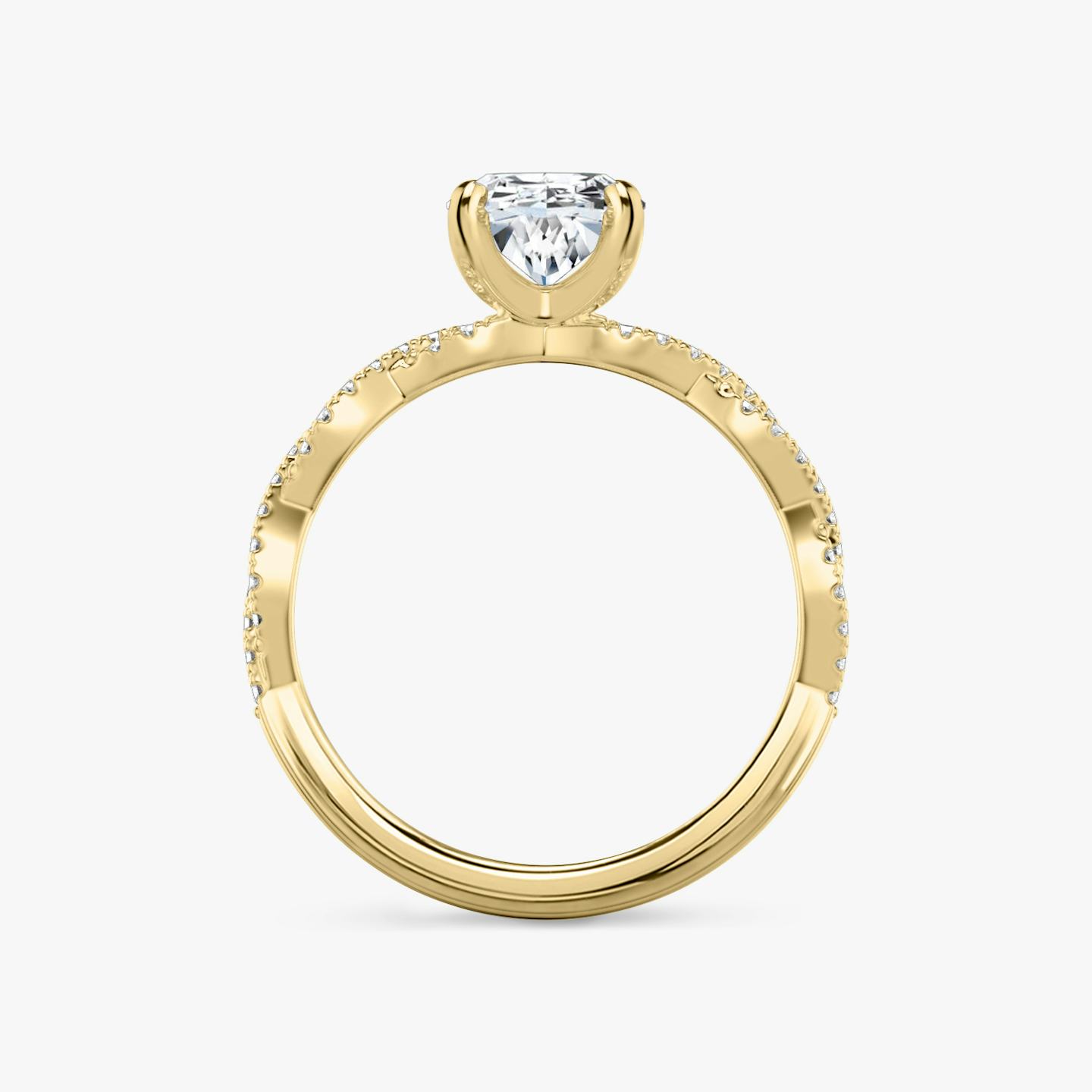 The Twisted Classic | Oval | 18k | 18k Yellow Gold | Band: Double pavé | Diamond orientation: vertical | Carat weight: See full inventory