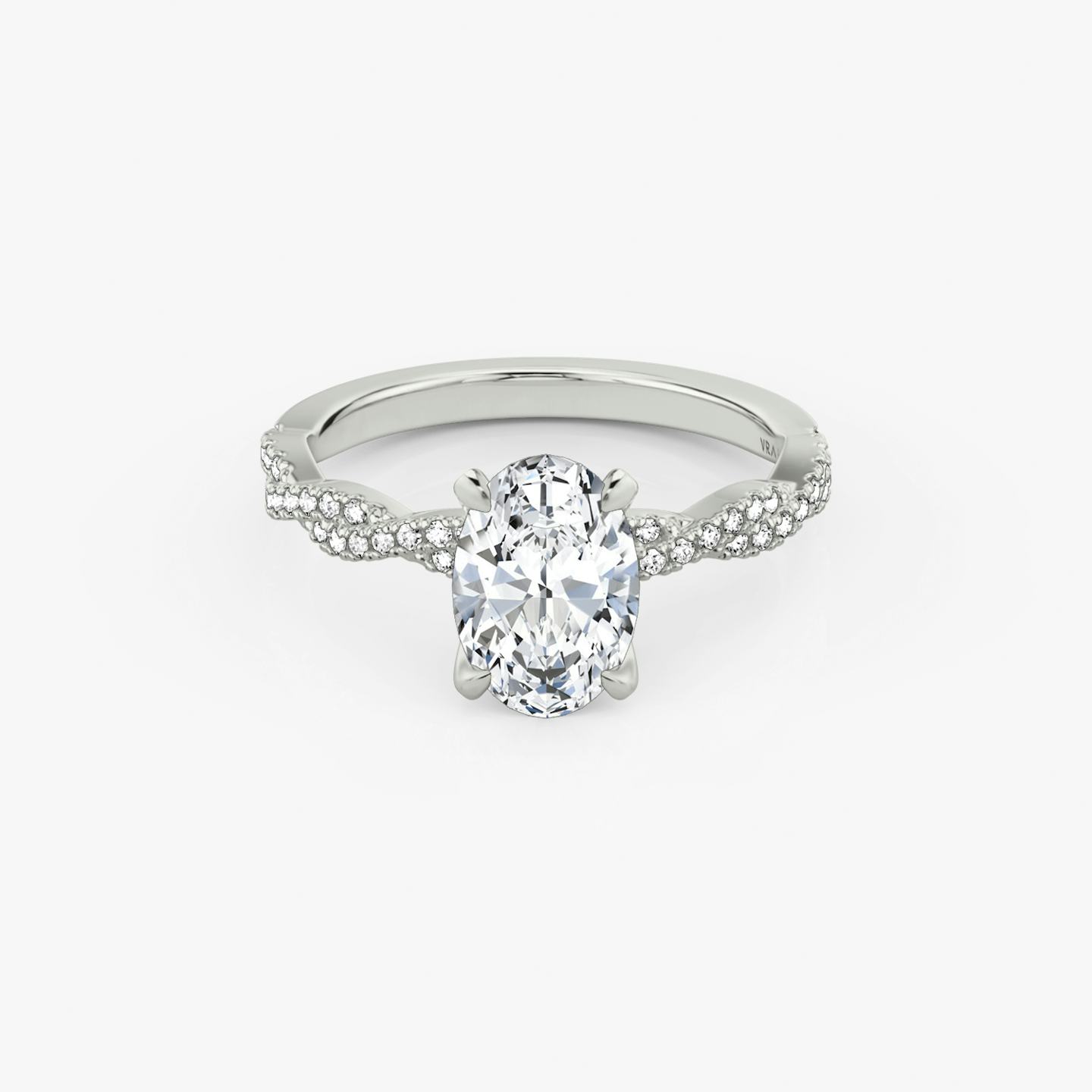 The Twisted Classic | Oval | 18k | 18k White Gold | Band: Double pavé | Diamond orientation: vertical | Carat weight: See full inventory