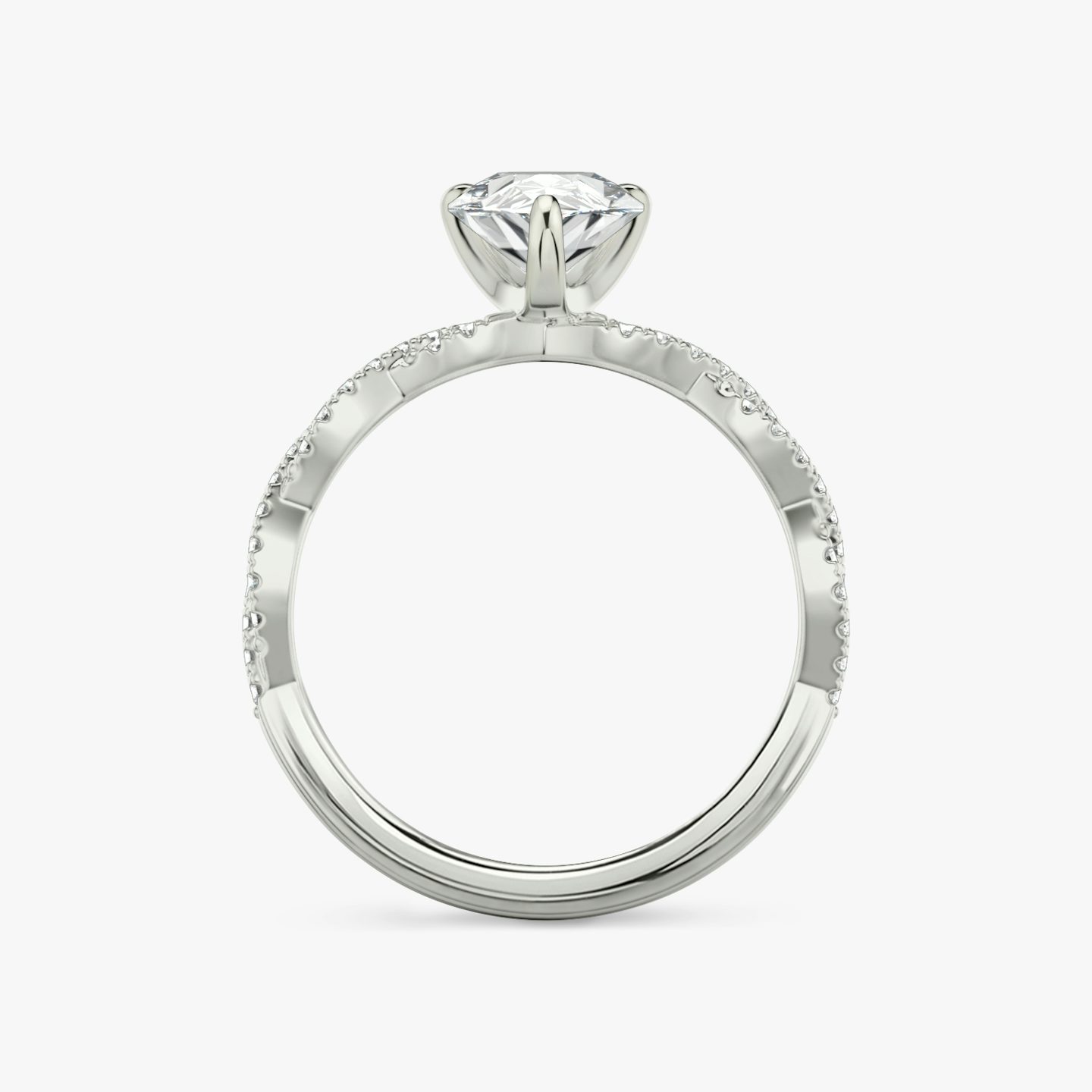The Twisted Classic | Pear | Platinum | Band: Double pavé | Diamond orientation: vertical | Carat weight: See full inventory