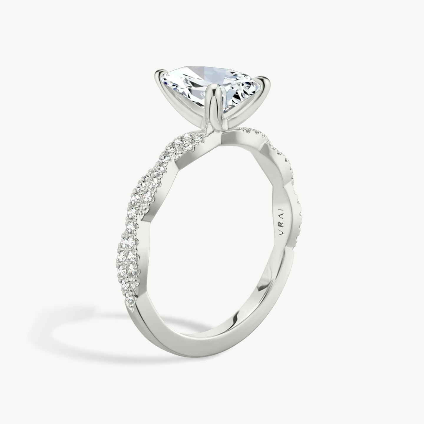 The Twisted Classic | Pear | 18k | 18k White Gold | Band: Double pavé | Diamond orientation: vertical | Carat weight: See full inventory