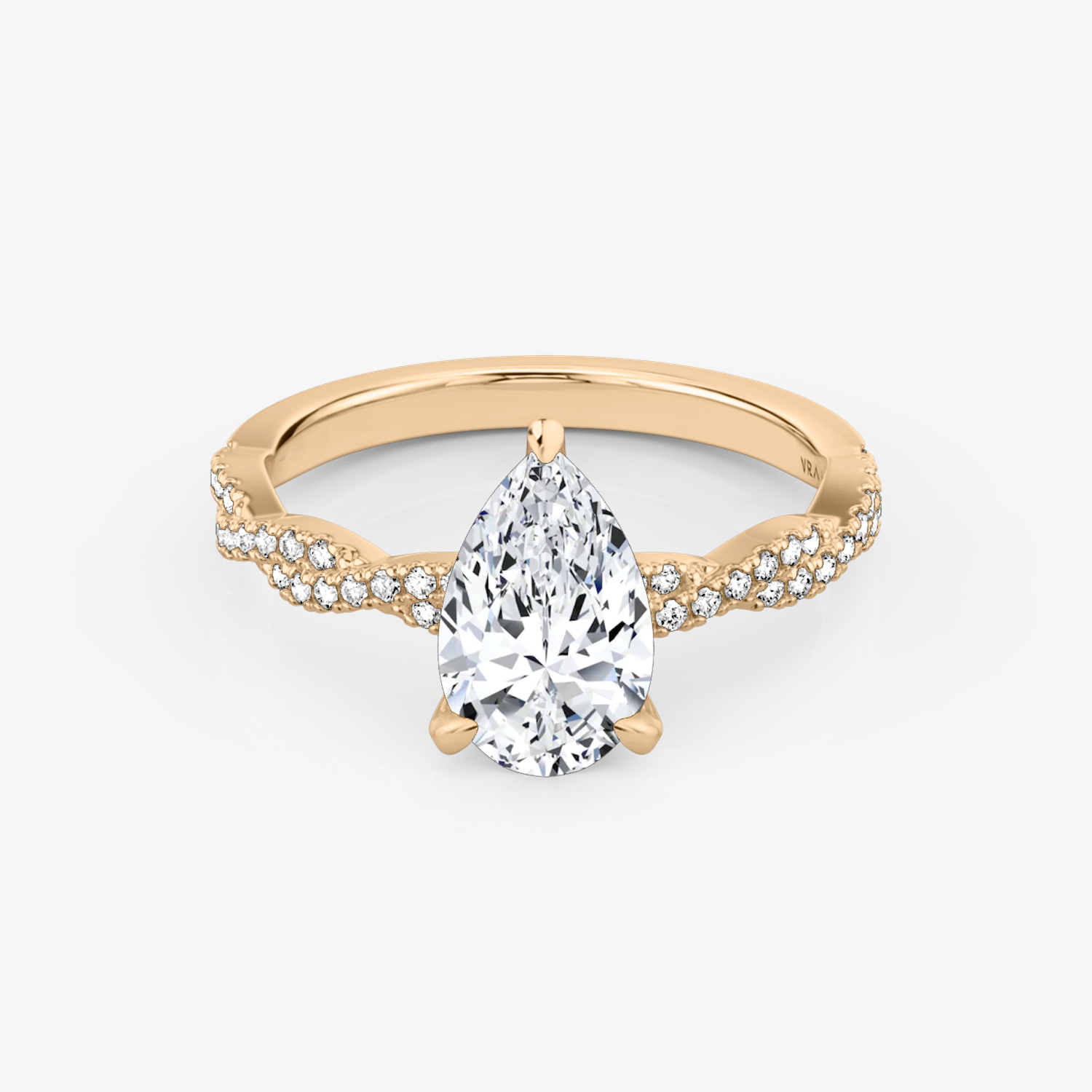 Twisted Classic Pear Engagement Ring | 14k Rose Gold