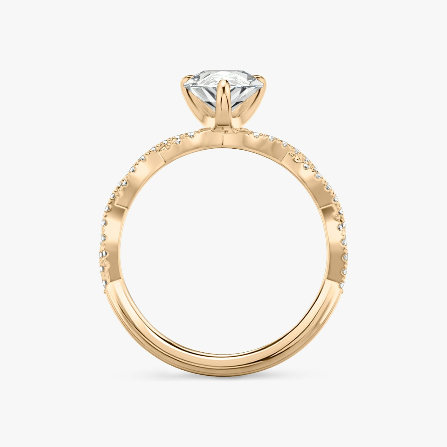 The Twisted Classic | Pear | 14k | 14k Rose Gold | Band: Double pavé | Diamond orientation: vertical | Carat weight: See full inventory
