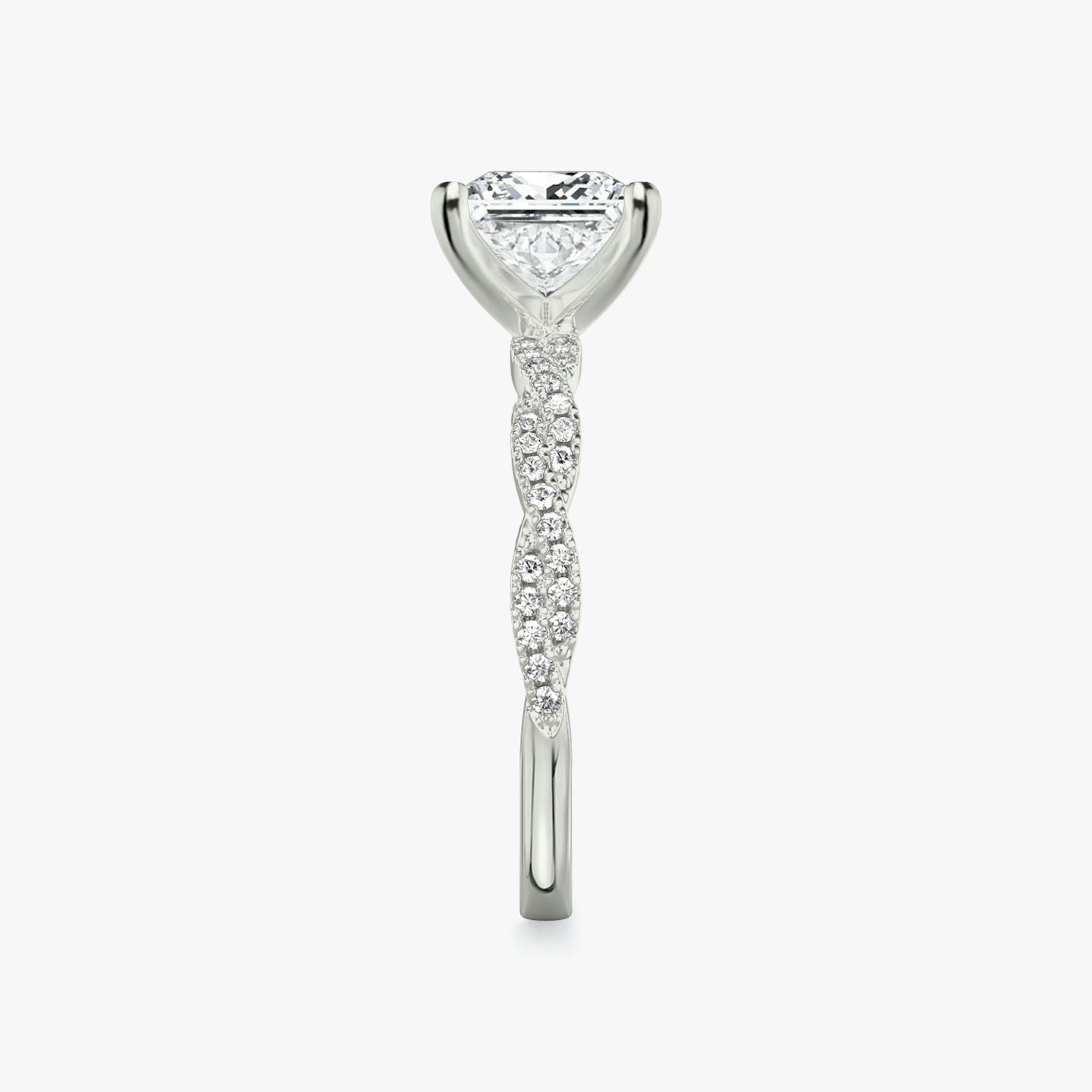 The Twisted Classic | Princess | 18k | 18k White Gold | Band: Double pavé | Diamond orientation: vertical | Carat weight: See full inventory