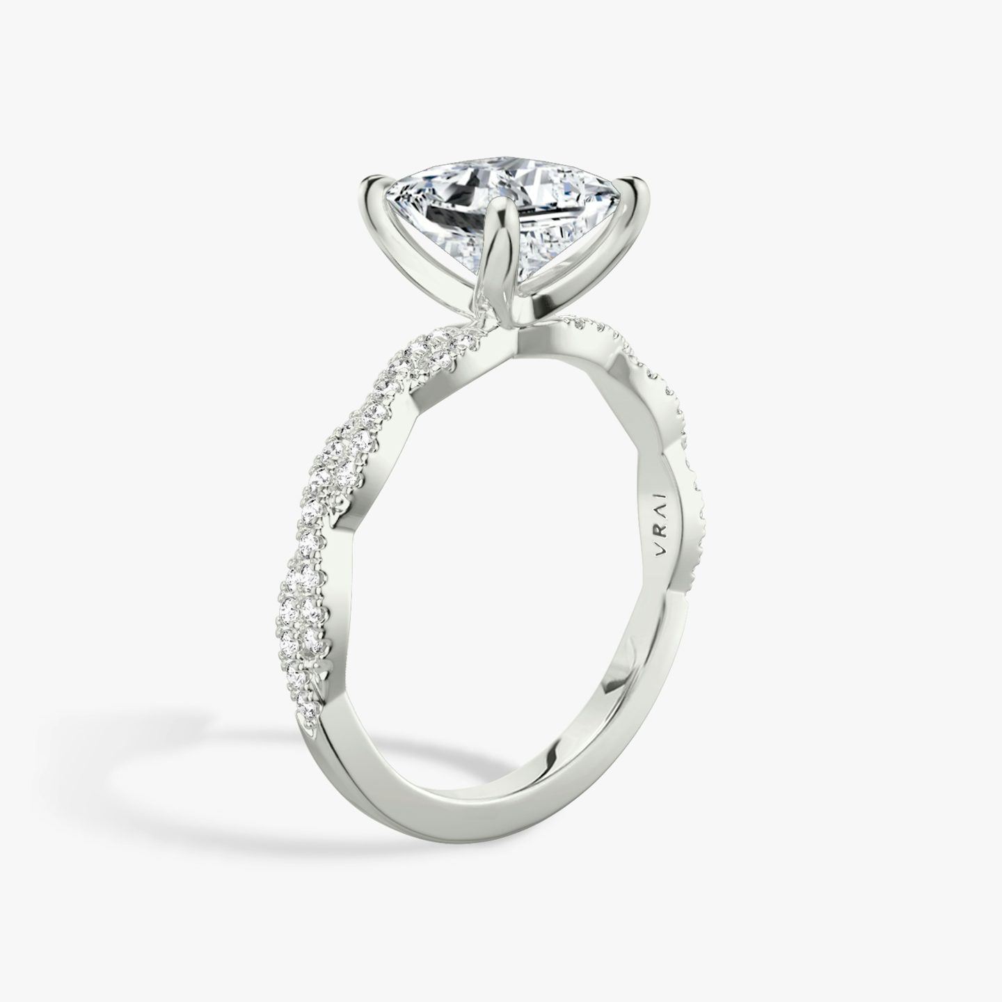 The Twisted Classic | Princess | Platinum | Band: Double pavé | Diamond orientation: vertical | Carat weight: See full inventory
