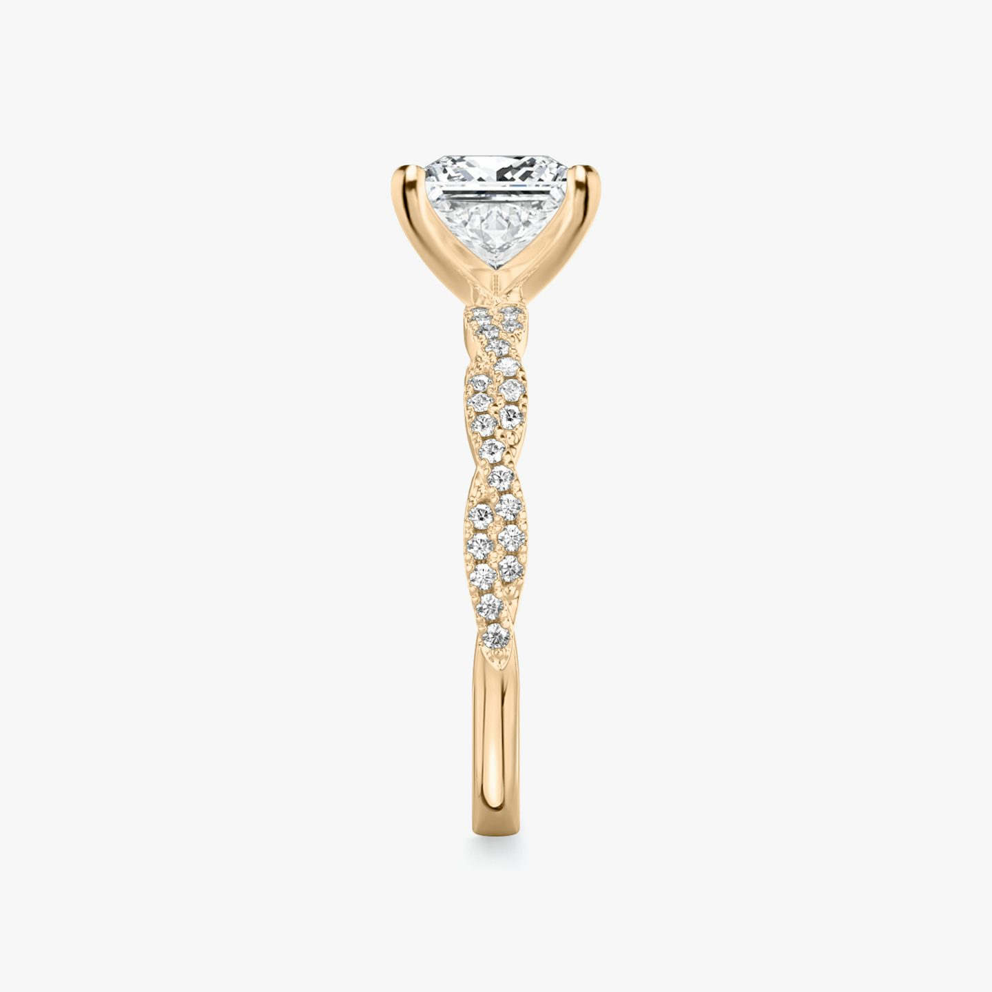 The Twisted Classic | Princess | 14k | 14k Rose Gold | Band: Double pavé | Diamond orientation: vertical | Carat weight: See full inventory