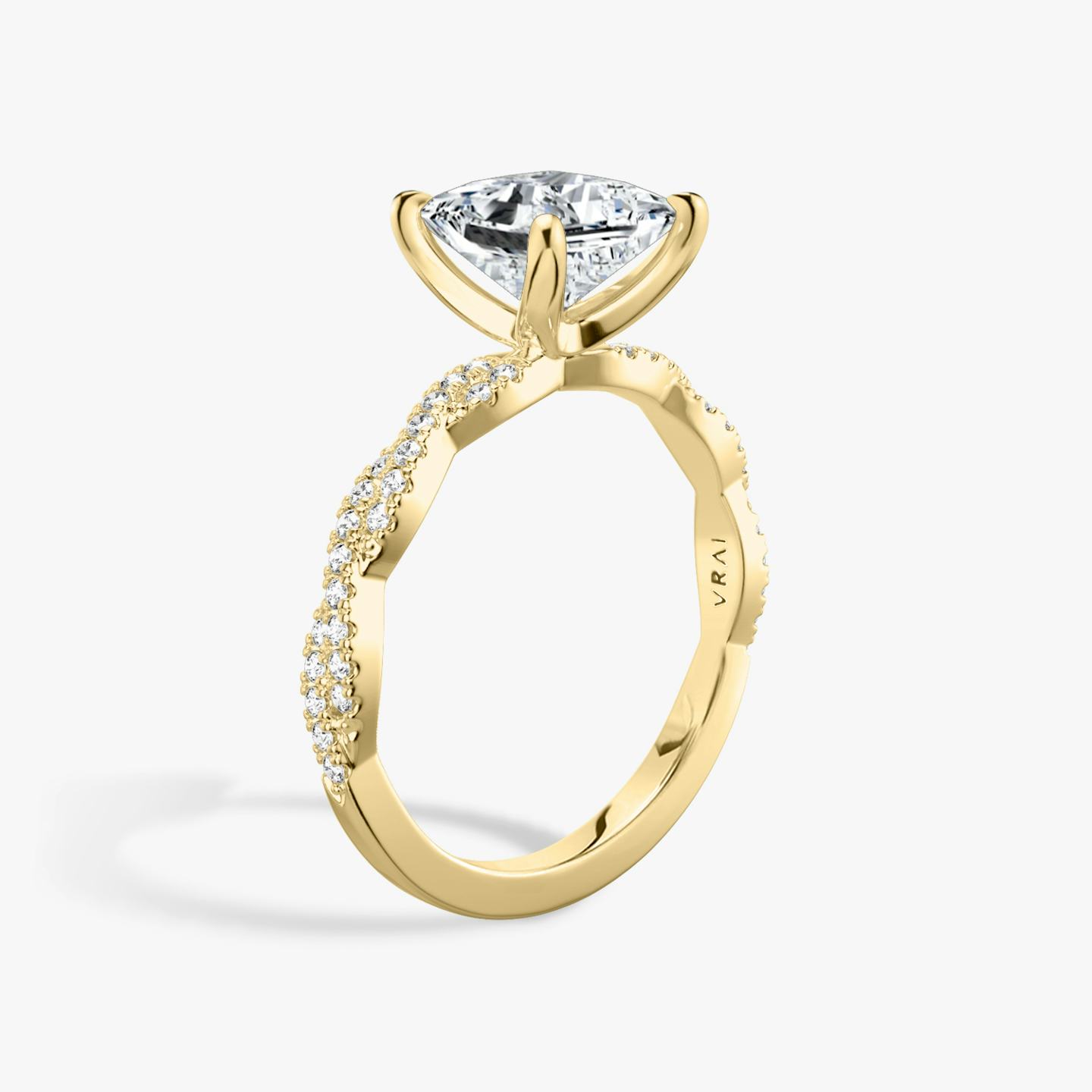 The Twisted Classic | Princess | 18k | 18k Yellow Gold | Band: Double pavé | Diamond orientation: vertical | Carat weight: See full inventory