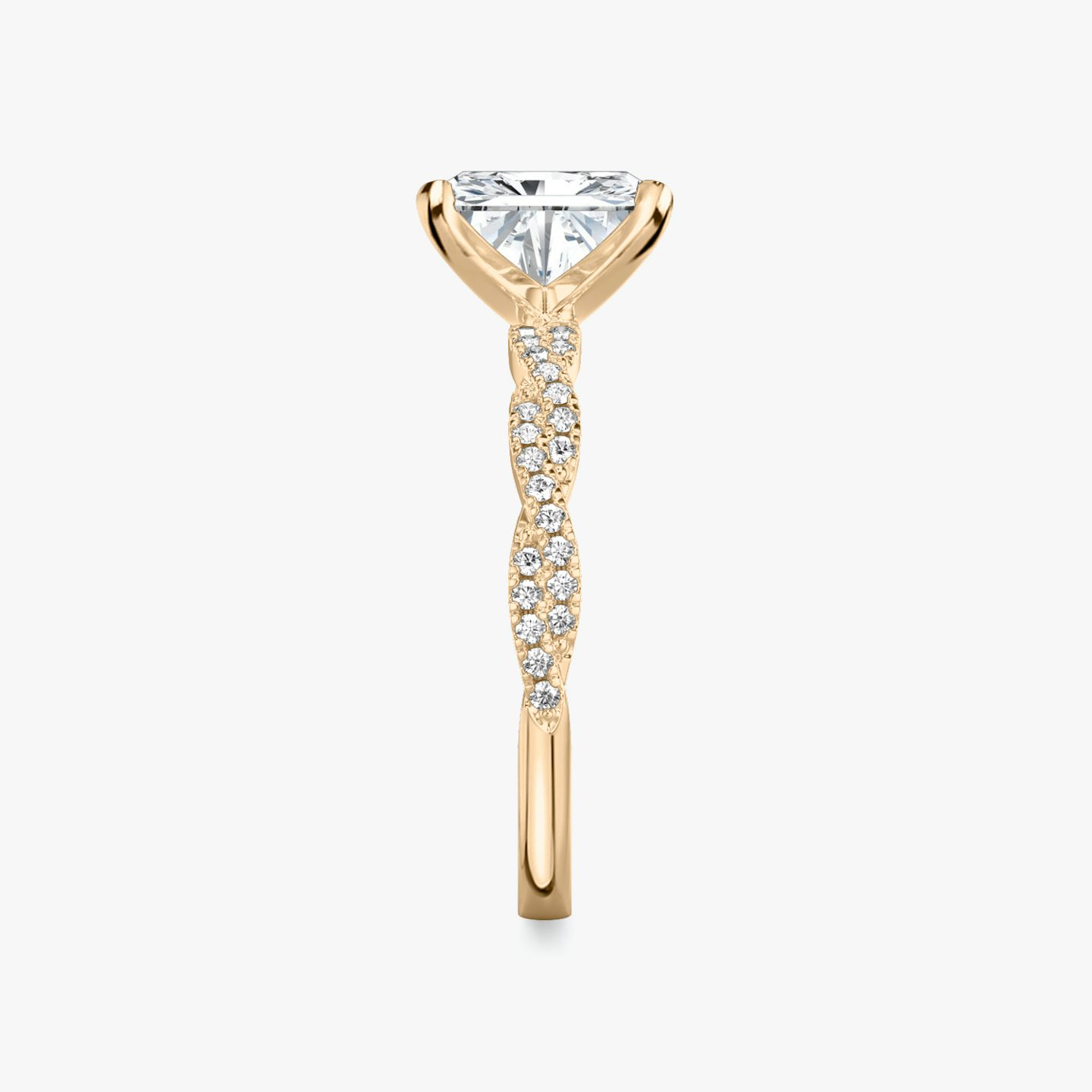 The Twisted Classic | Radiant | 14k | 14k Rose Gold | Band: Double pavé | Diamond orientation: vertical | Carat weight: See full inventory