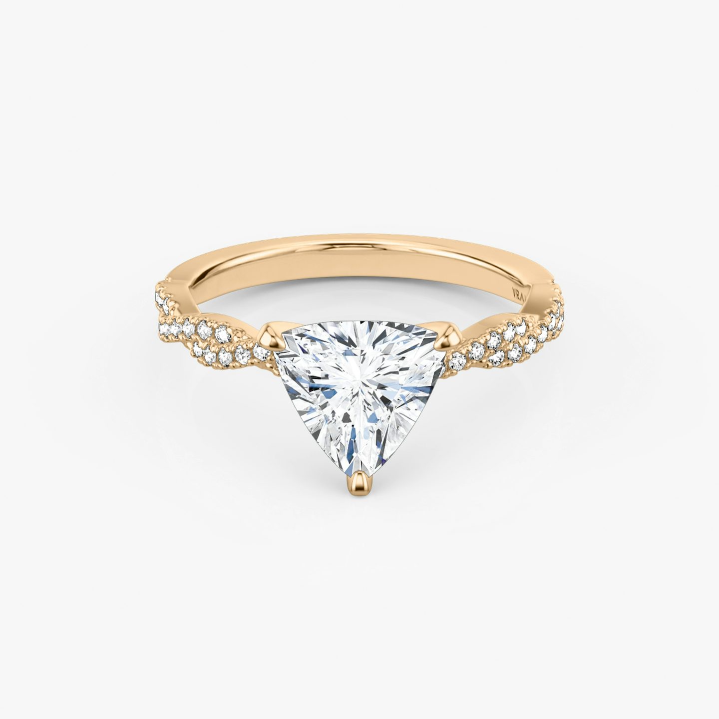 The Twisted Classic | Trillion | 14k | 14k Rose Gold | Band: Double pavé | Diamond orientation: vertical | Carat weight: See full inventory