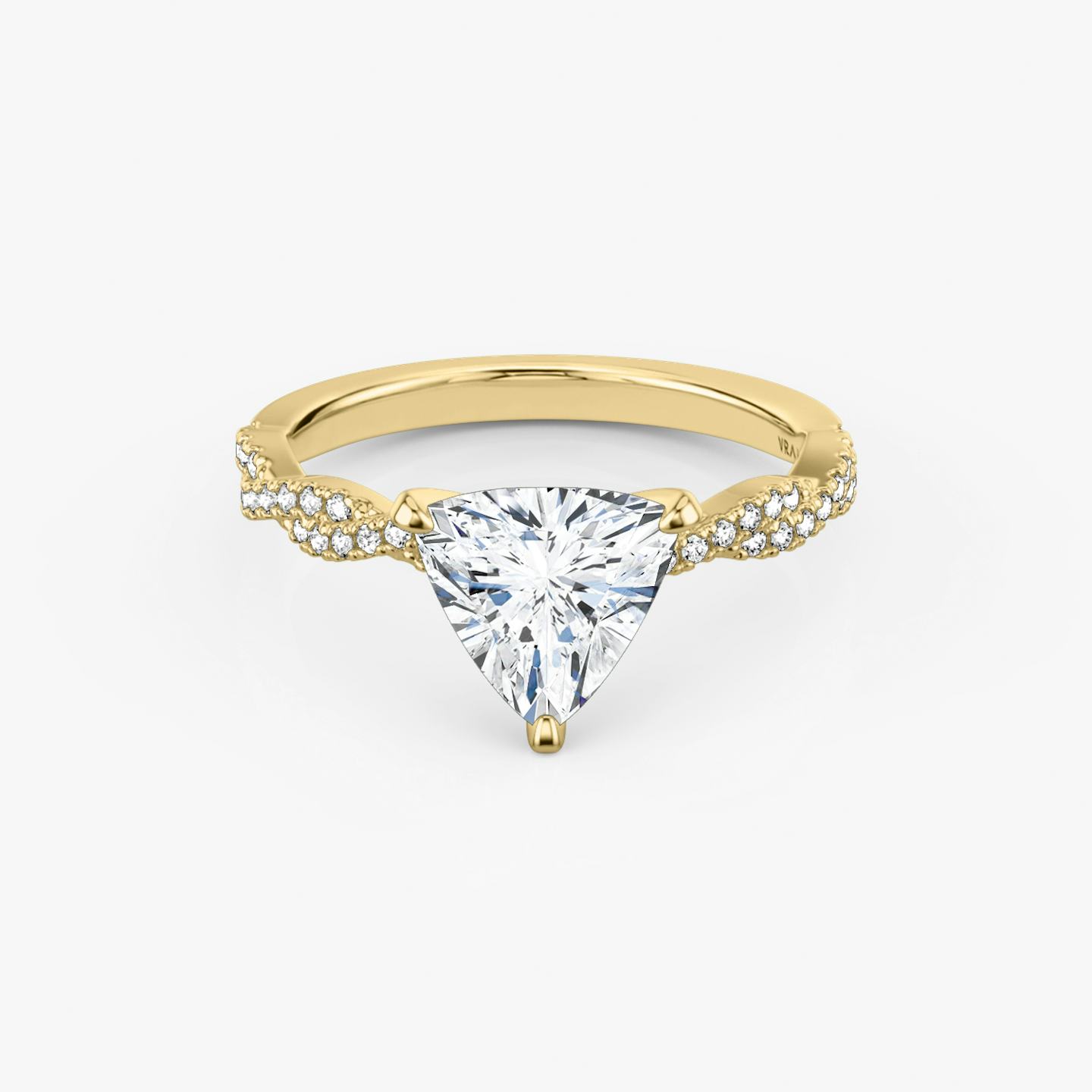 The Twisted Classic | Trillion | 18k | 18k Yellow Gold | Band: Double pavé | Diamond orientation: vertical | Carat weight: See full inventory