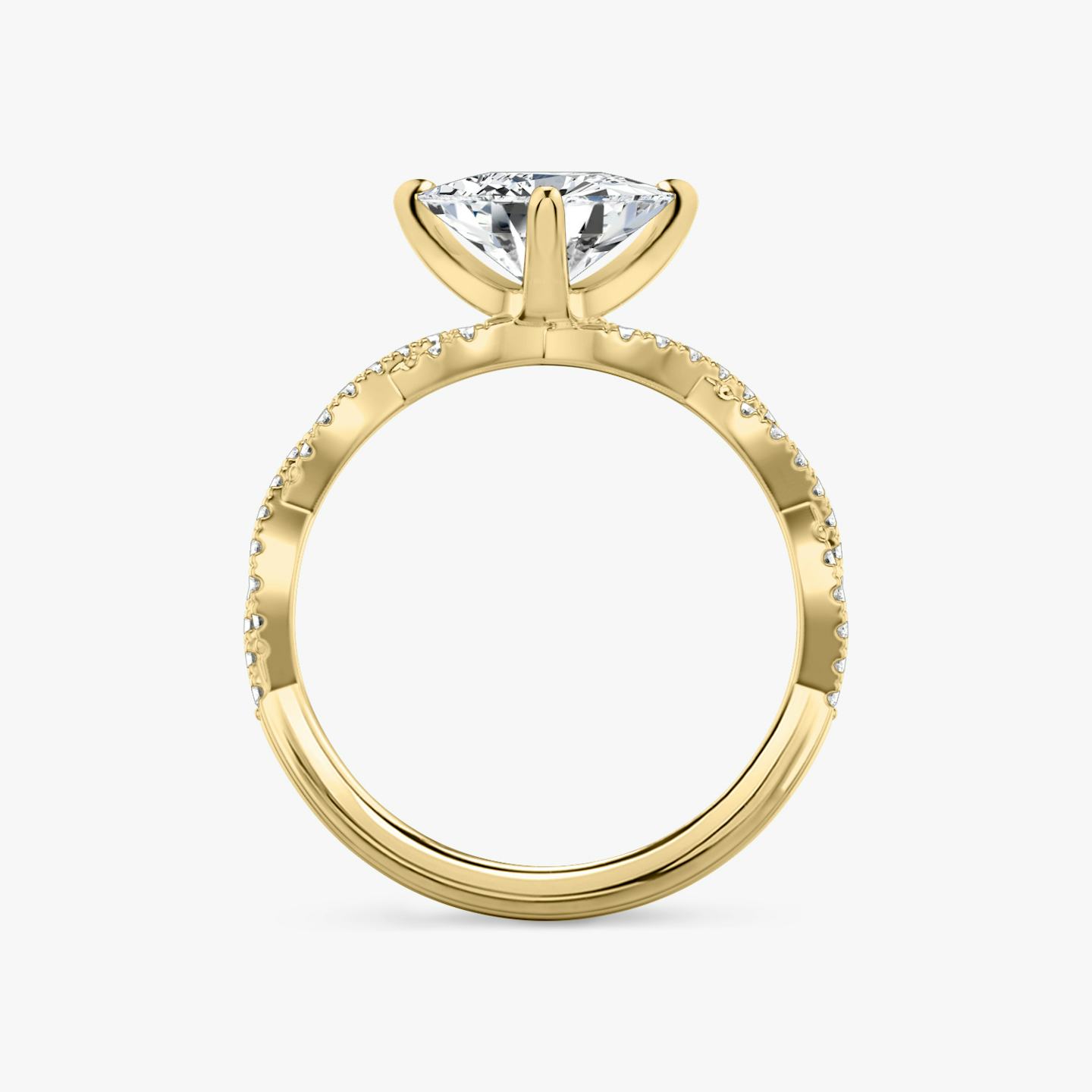 The Twisted Classic | Trillion | 18k | 18k Yellow Gold | Band: Double pavé | Diamond orientation: vertical | Carat weight: See full inventory