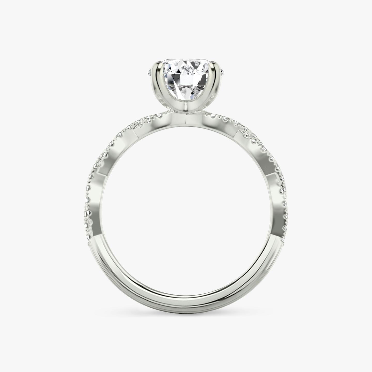 The Twisted Classic | Round Brilliant | 18k | 18k White Gold | Band: Double pavé | Carat weight: 1 | Diamond orientation: vertical