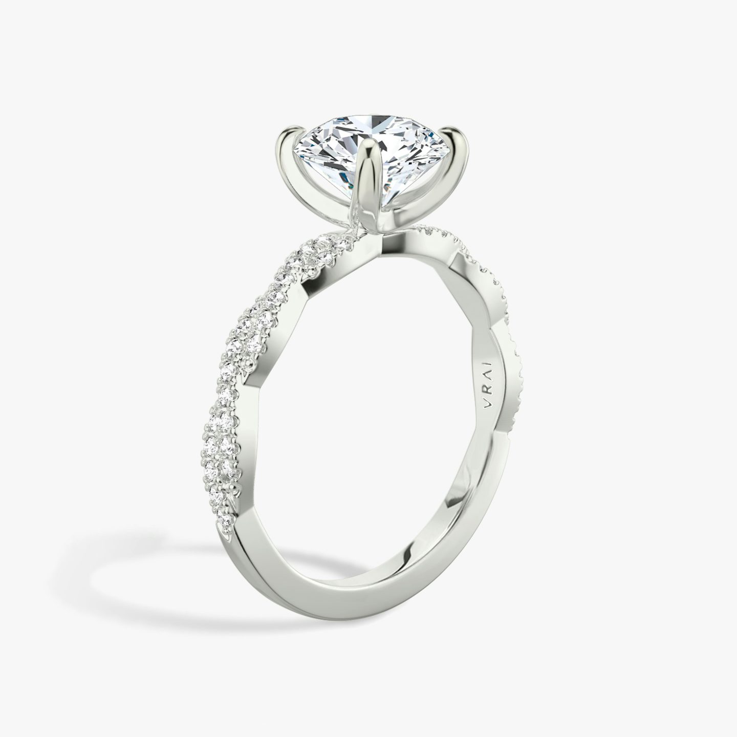 The Twisted Classic | Round Brilliant | 18k | 18k White Gold | Band: Double pavé | Carat weight: See full inventory | Diamond orientation: vertical