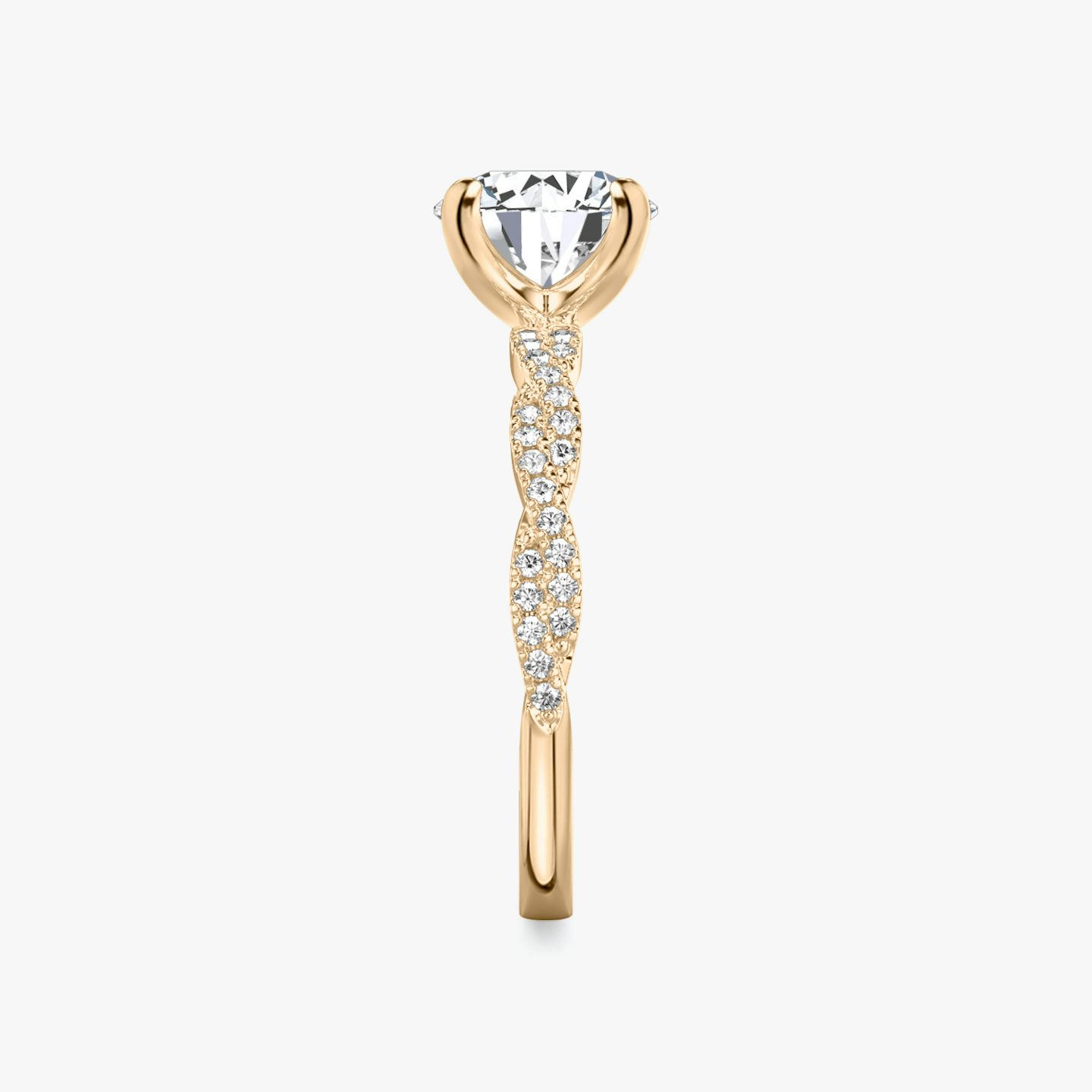 The Twisted Classic | Round Brilliant | 14k | 14k Rose Gold | Band: Double pavé | Carat weight: See full inventory | Diamond orientation: vertical