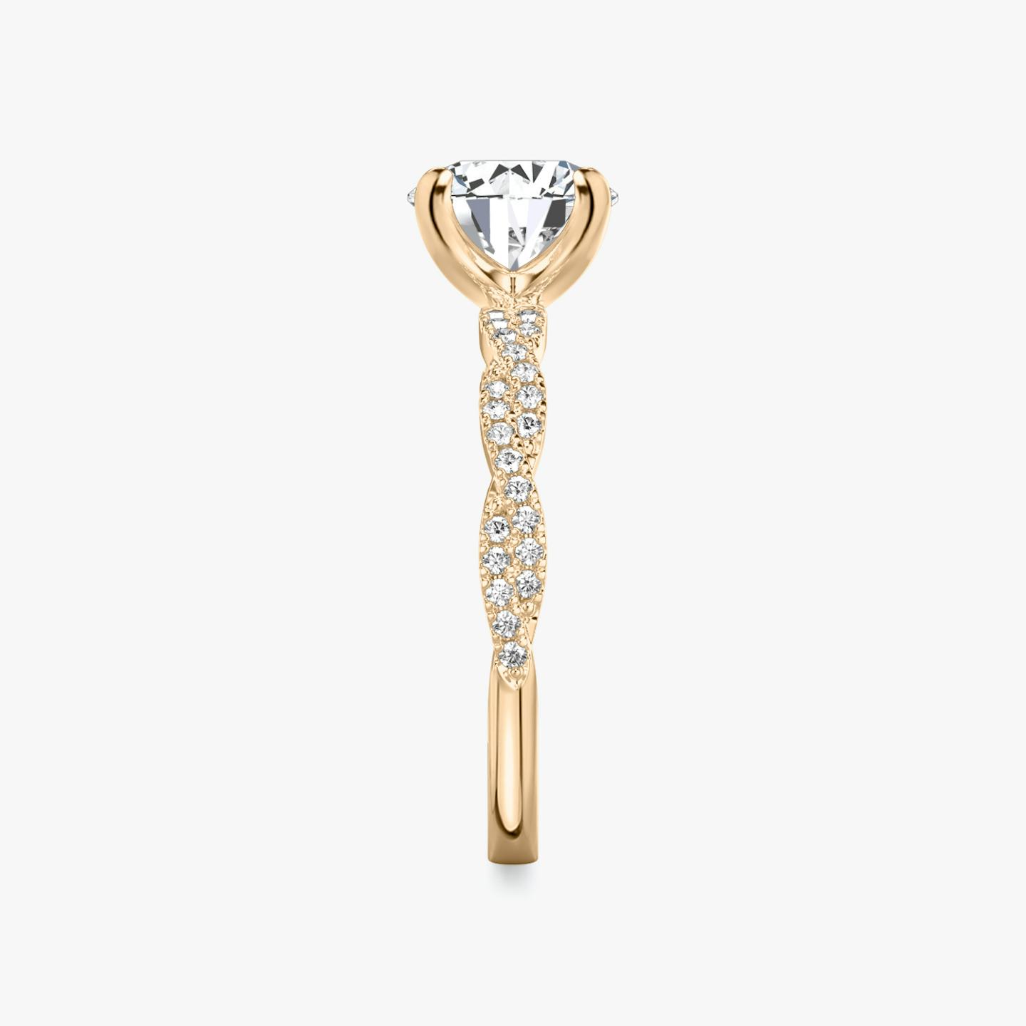 The Twisted Classic | Round Brilliant | 14k | 14k Rose Gold | Band: Double pavé | Carat weight: 1 | Diamond orientation: vertical