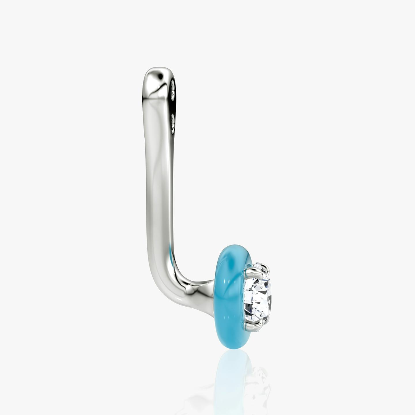 Aura Solitaire Ear Jacket | Round Brilliant | Sterling Silver | Ceramic color: Turquoise