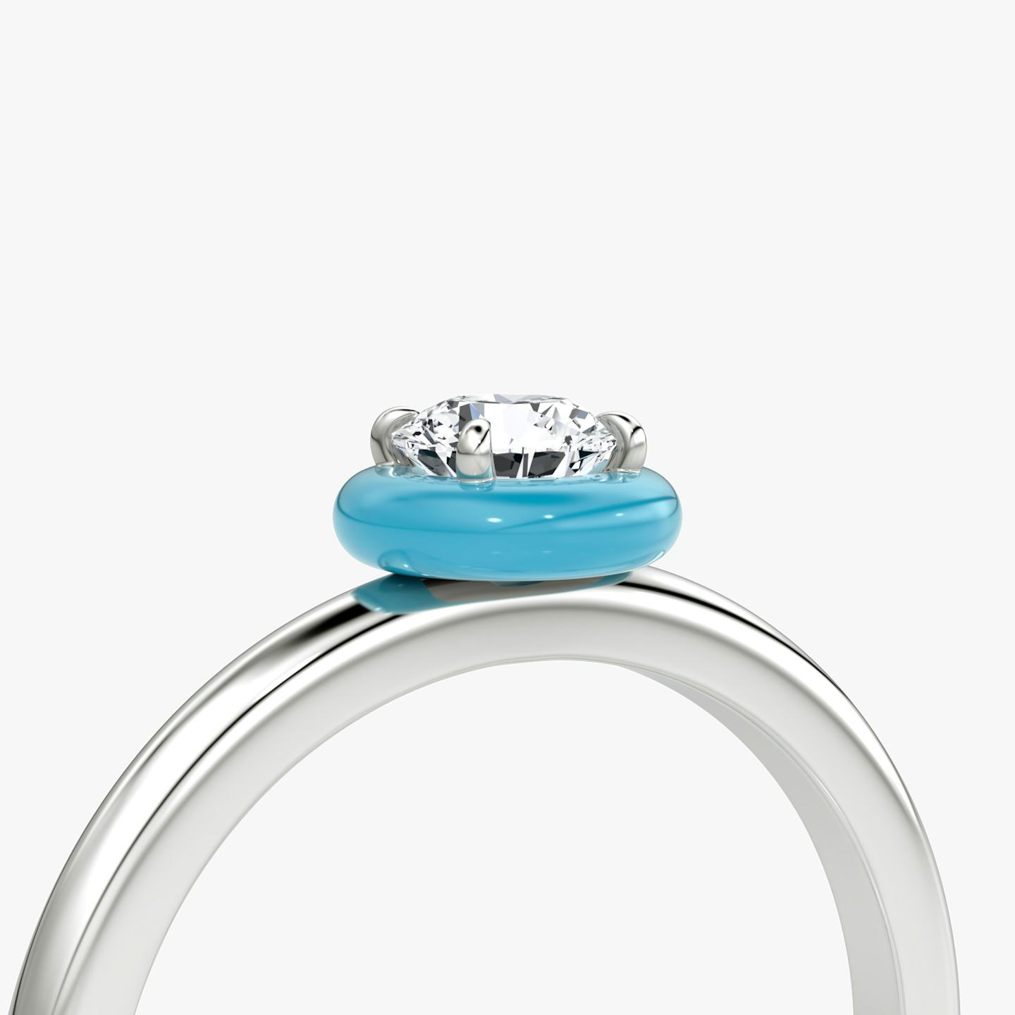 Aura Solitaire Ring | Round Brilliant | Sterling Silver | Ceramic color: Turquoise