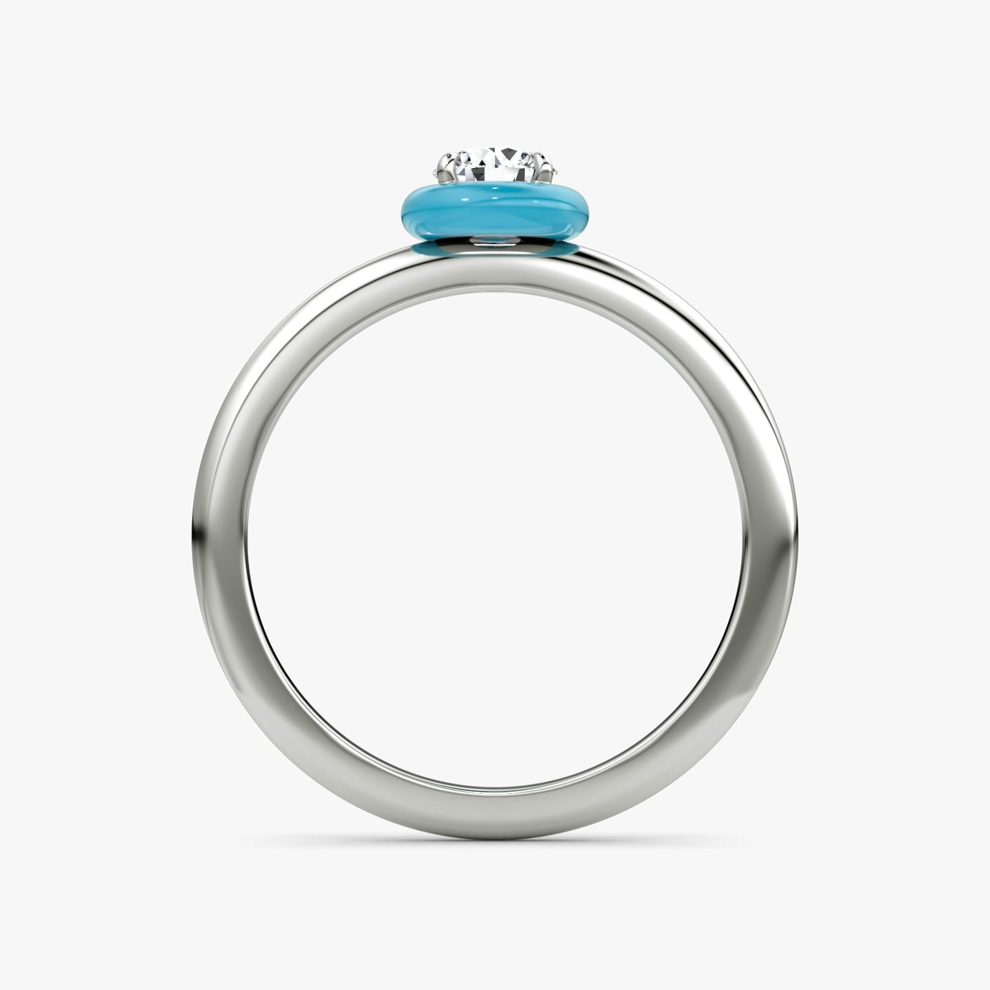 Aura Solitaire Ring | Round Brilliant | Sterling Silver | Ceramic color: Turquoise