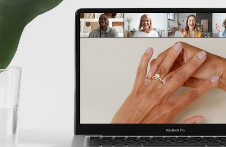 virtual appointment with diamond expert meeting with potential customers over a call on a computer