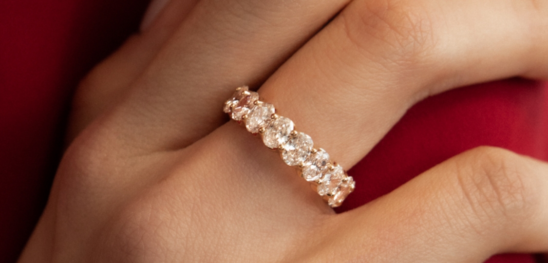 Diamond oval clearance eternity band