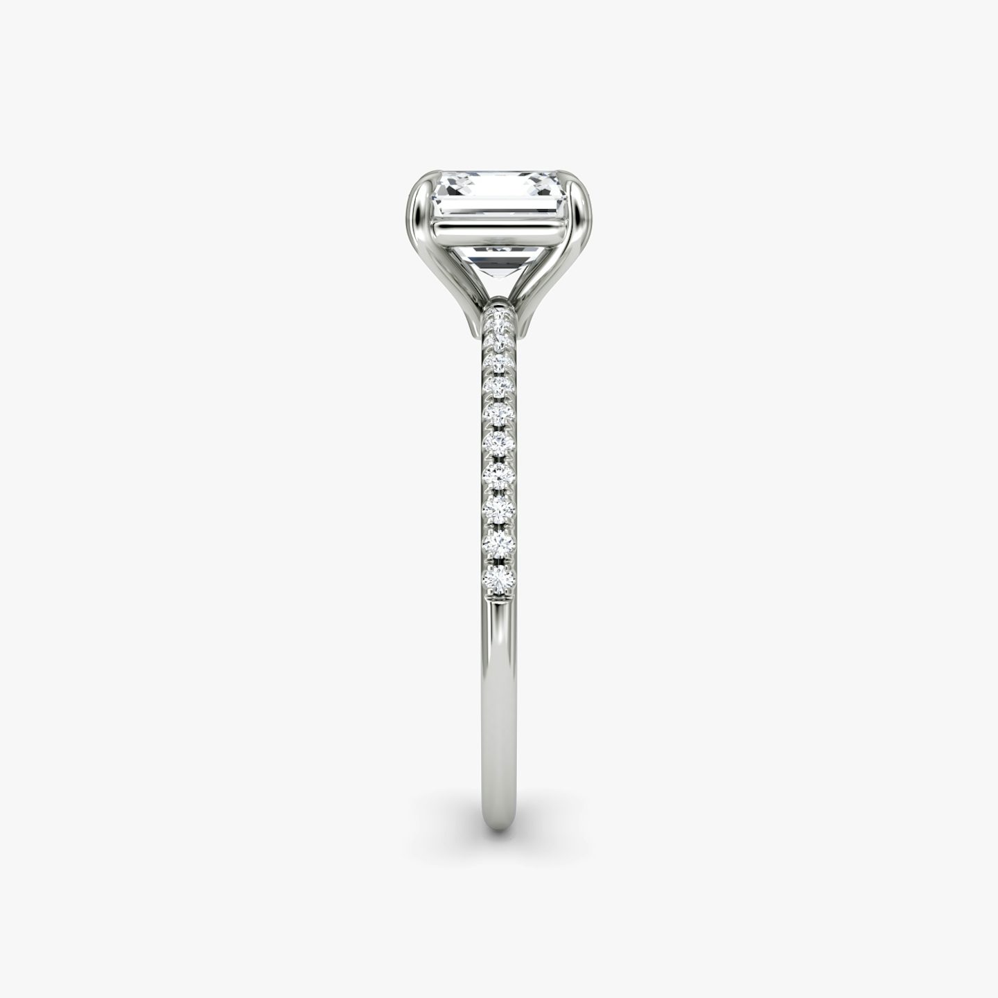 The Petite 4-Prong Solitaire | Asscher | Platinum | Band: Pavé | Diamond orientation: vertical | Carat weight: See full inventory
