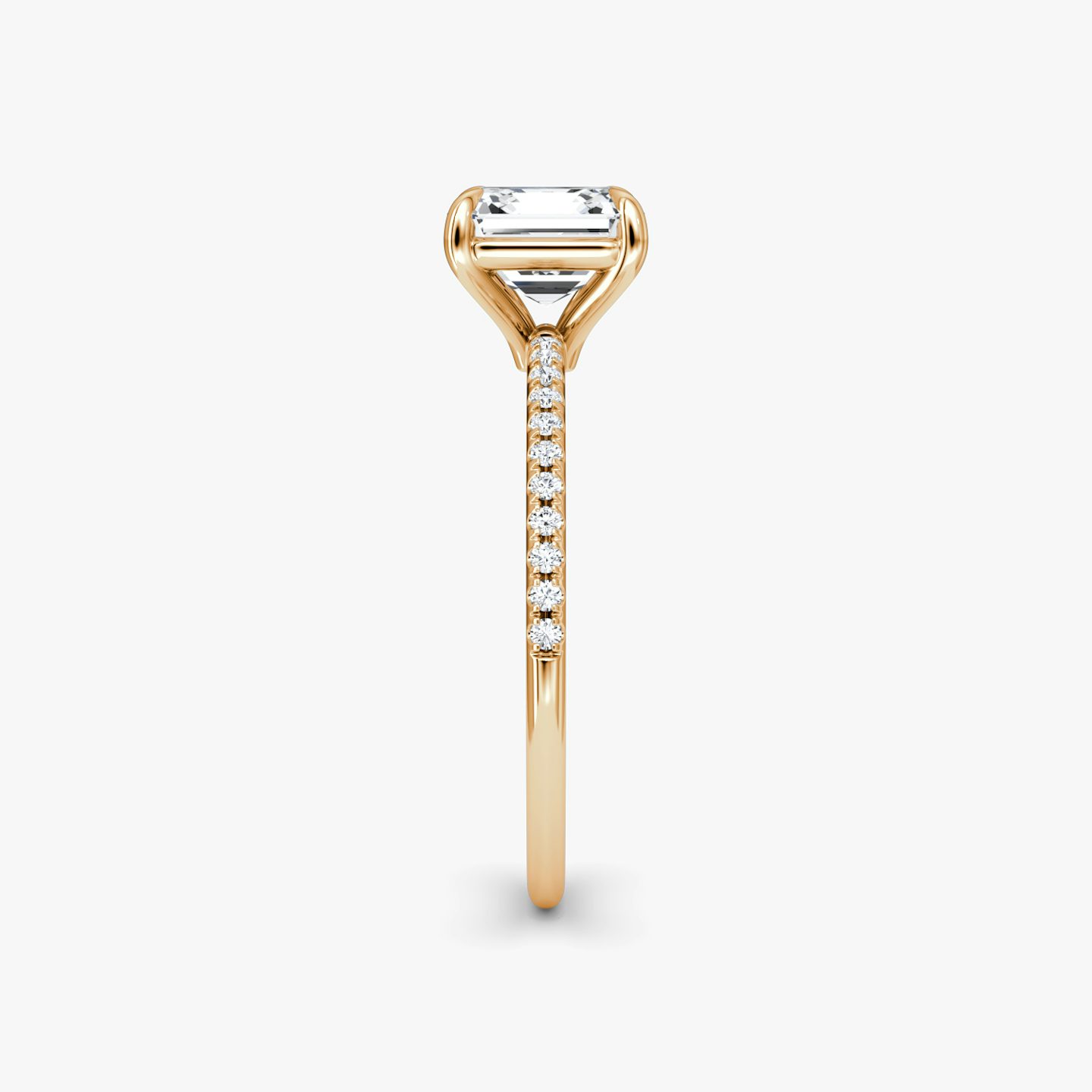 The Petite 4-Prong Solitaire | Asscher | 14k | 14k Rose Gold | Band: Pavé | Diamond orientation: vertical | Carat weight: See full inventory