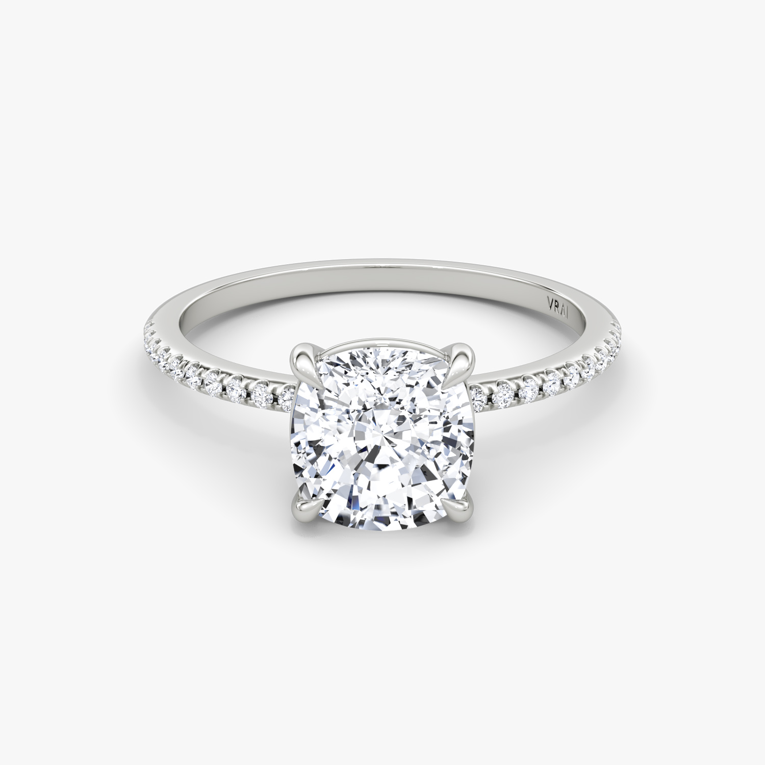 Petite 4-Prong Cushion Engagement Ring | 18k White Gold