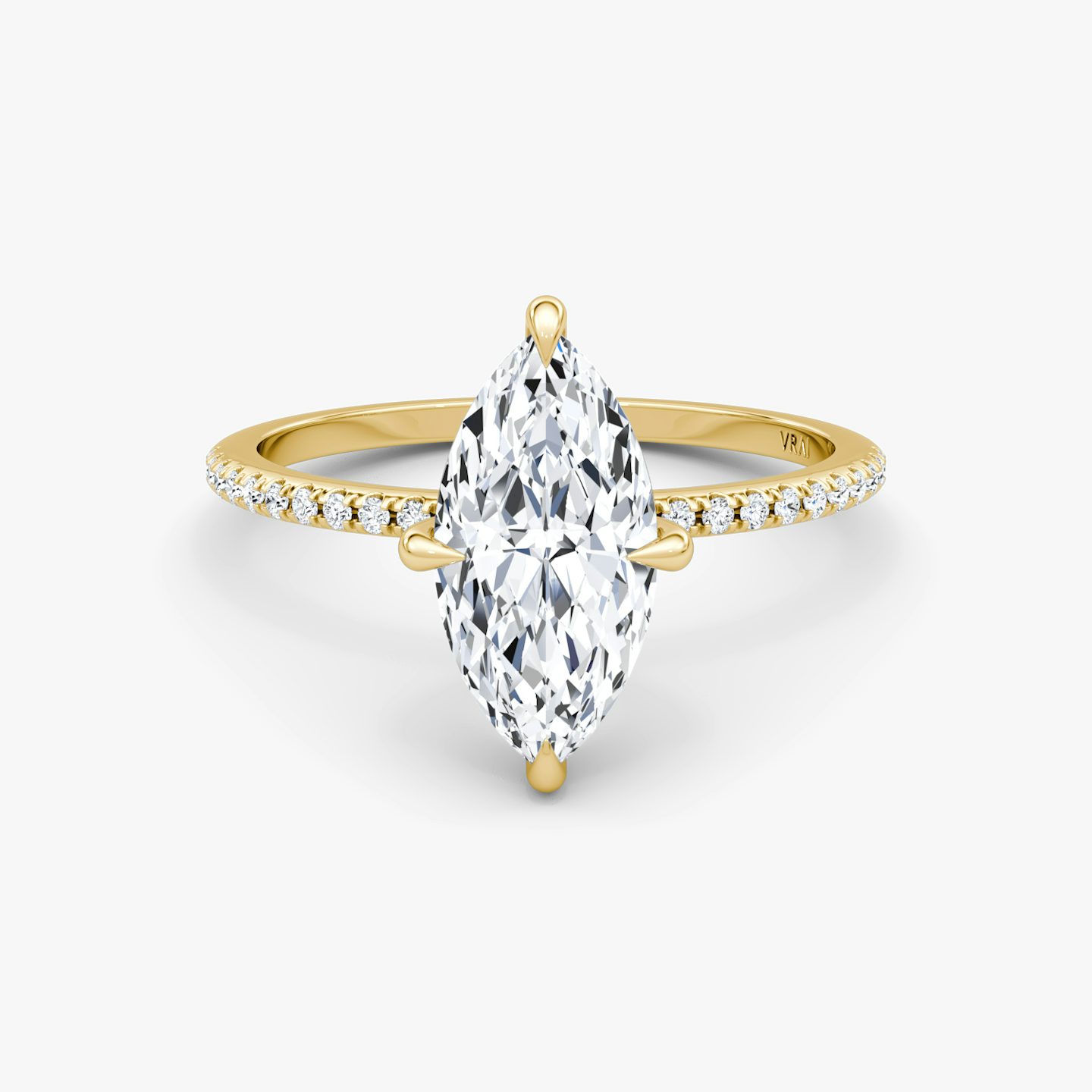 The Petite 4-Prong Solitaire | Pavé Marquise | 18k | 18k Yellow Gold | Band: Pavé | Diamond orientation: vertical | Carat weight: See full inventory