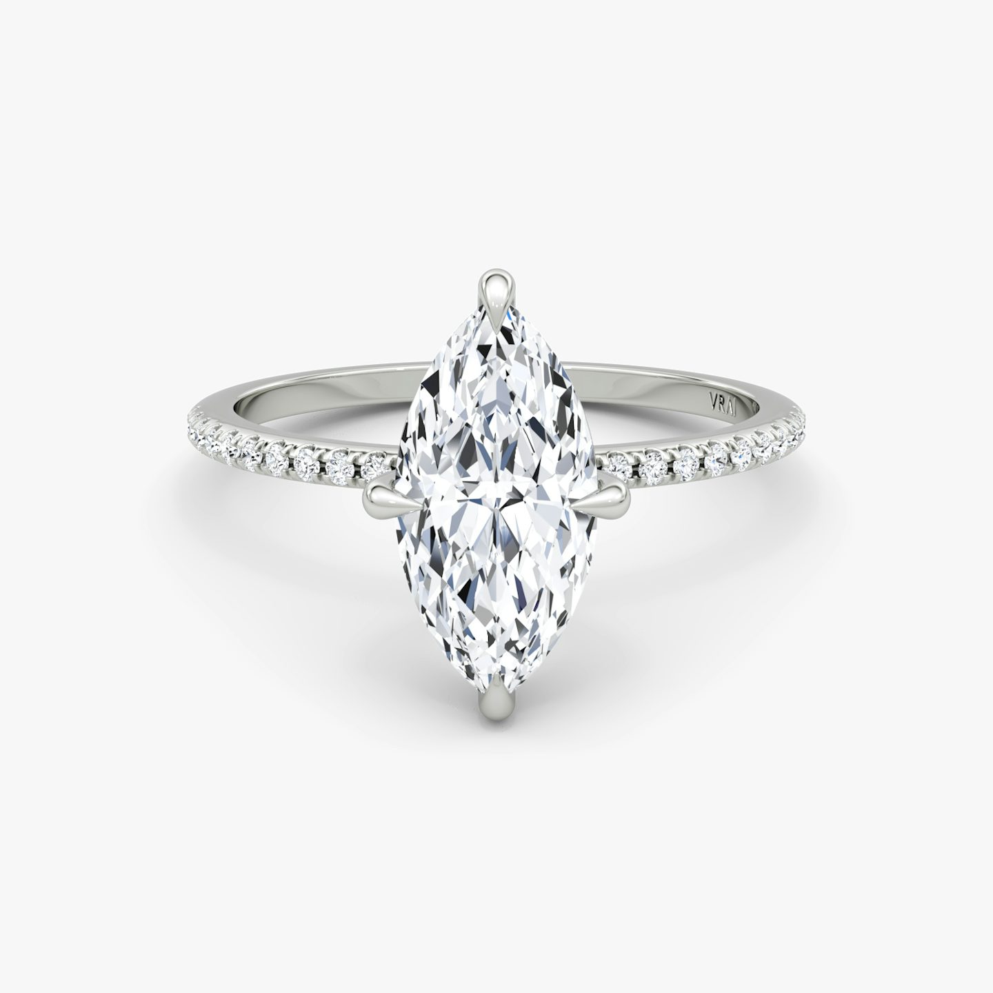 The Petite 4-Prong Solitaire | Pavé Marquise | 18k | 18k White Gold | Band: Pavé | Diamond orientation: vertical | Carat weight: See full inventory