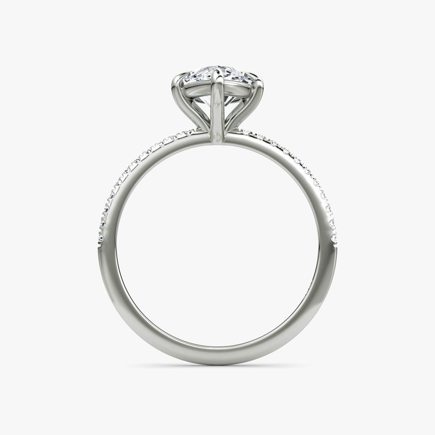 The Petite 4-Prong Solitaire | Pavé Marquise | Platinum | Band: Pavé | Diamond orientation: vertical | Carat weight: See full inventory