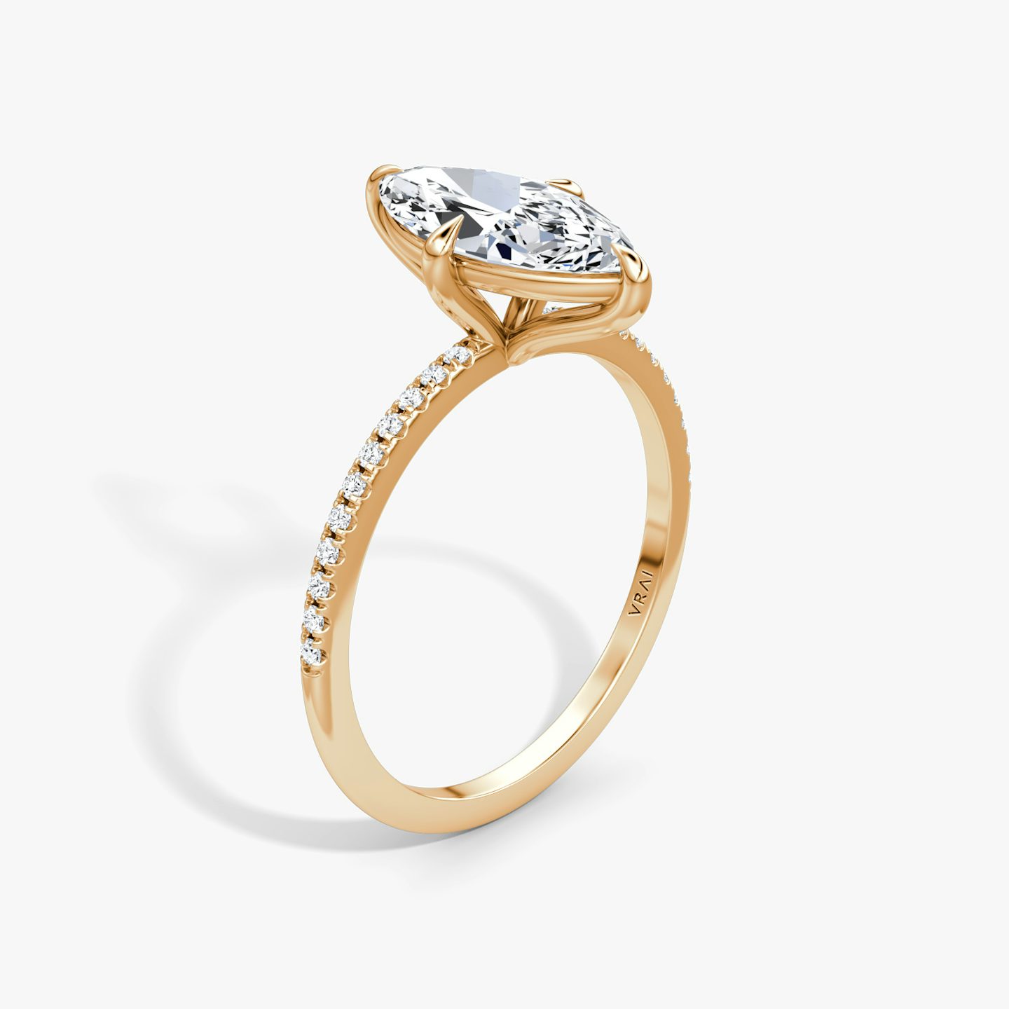 The Petite 4-Prong Solitaire | Pavé Marquise | 14k | 14k Rose Gold | Band: Pavé | Diamond orientation: vertical | Carat weight: See full inventory